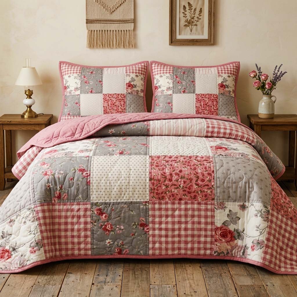 Cottage Patchwork 3-Piece Quilted Bedding Set GFTOQM3738
