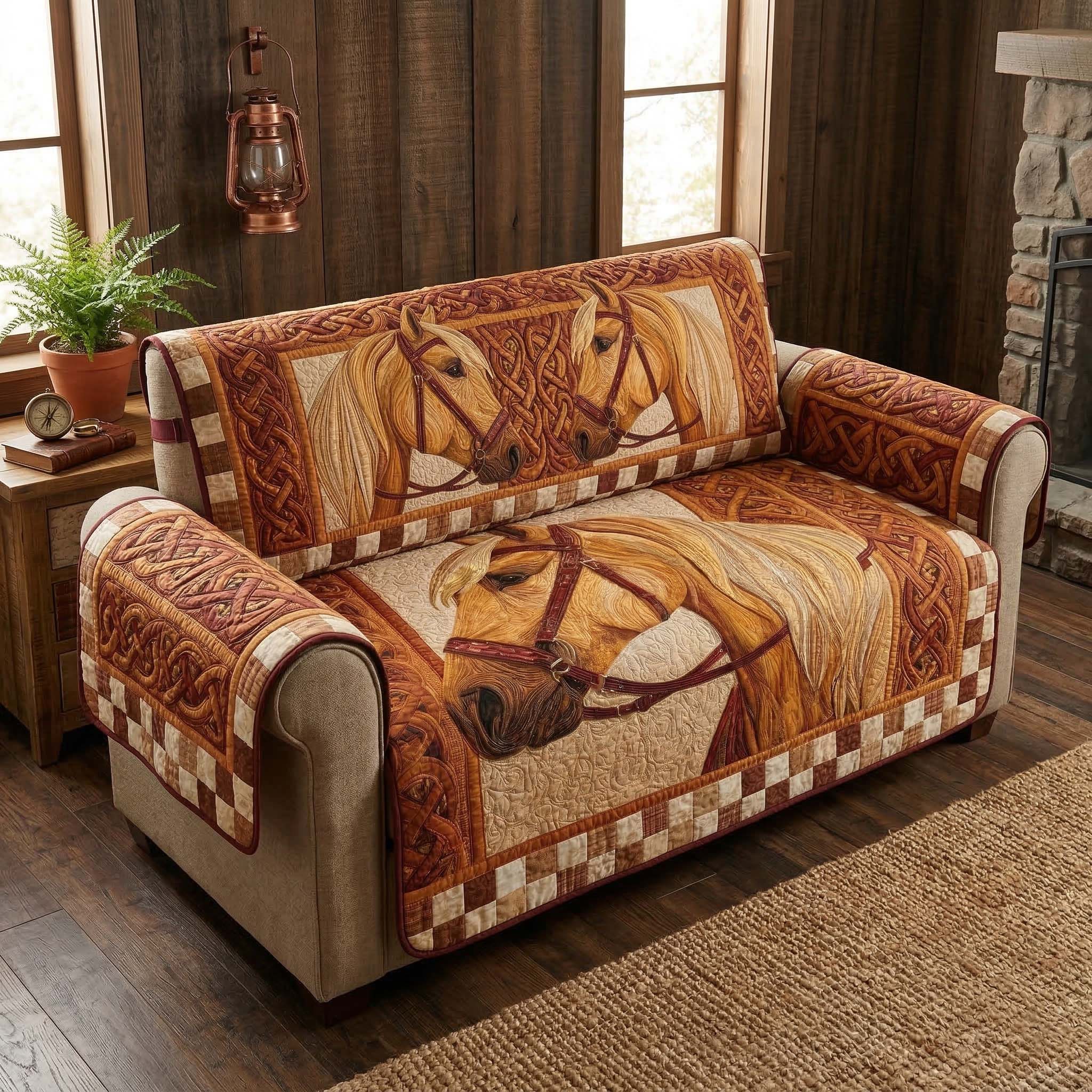 Wild Stallion Quilted Sofa Cover GFTOQM3751