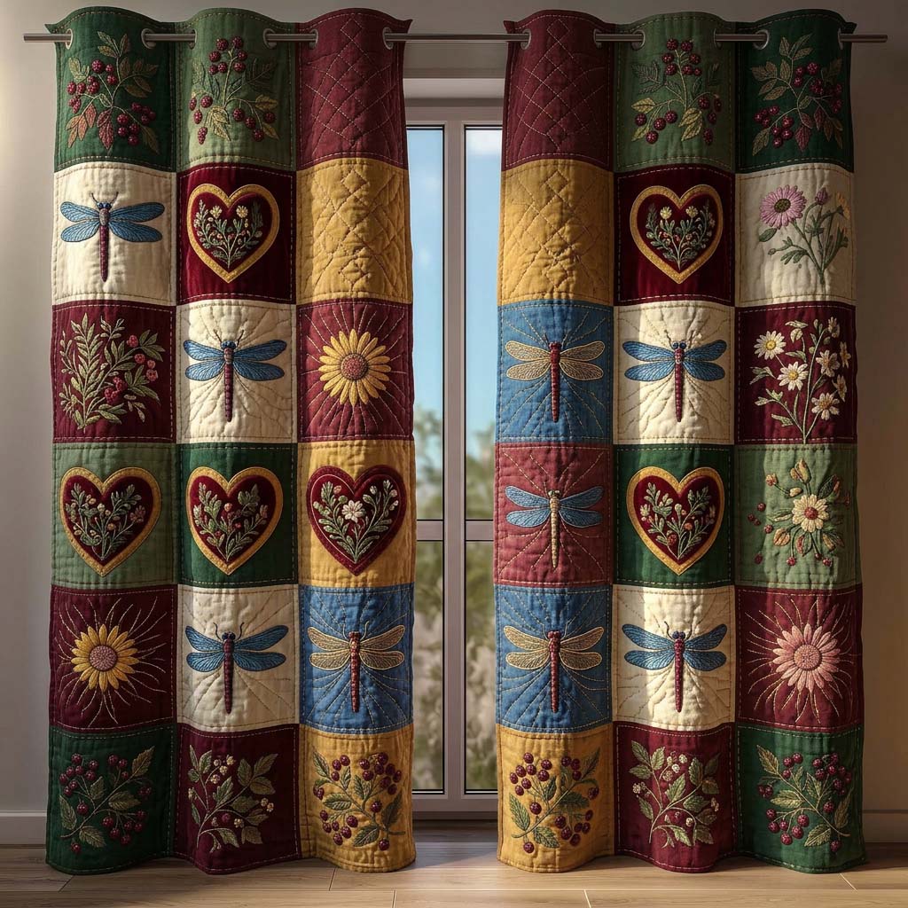 Blossom Patchwork Quilted Curtains GFTOQM3757