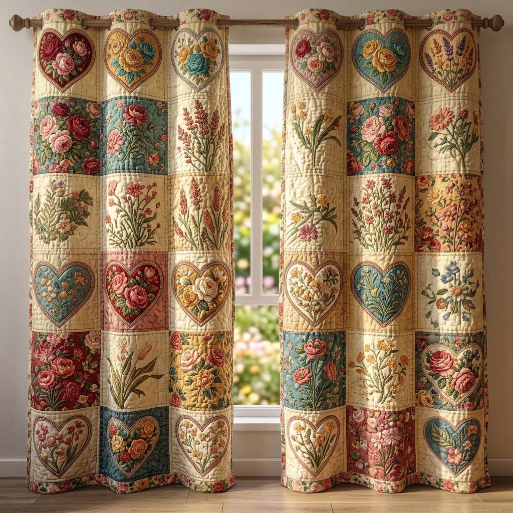 Blossom Patchwork Quilted Curtains GFTOQM3759