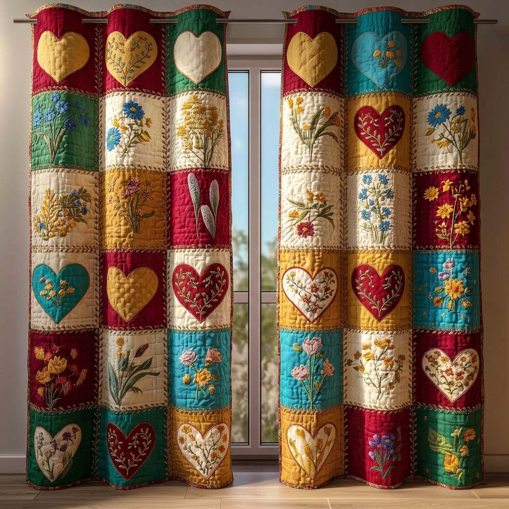 Blossom Patchwork Quilted Curtains GFTOQM3760
