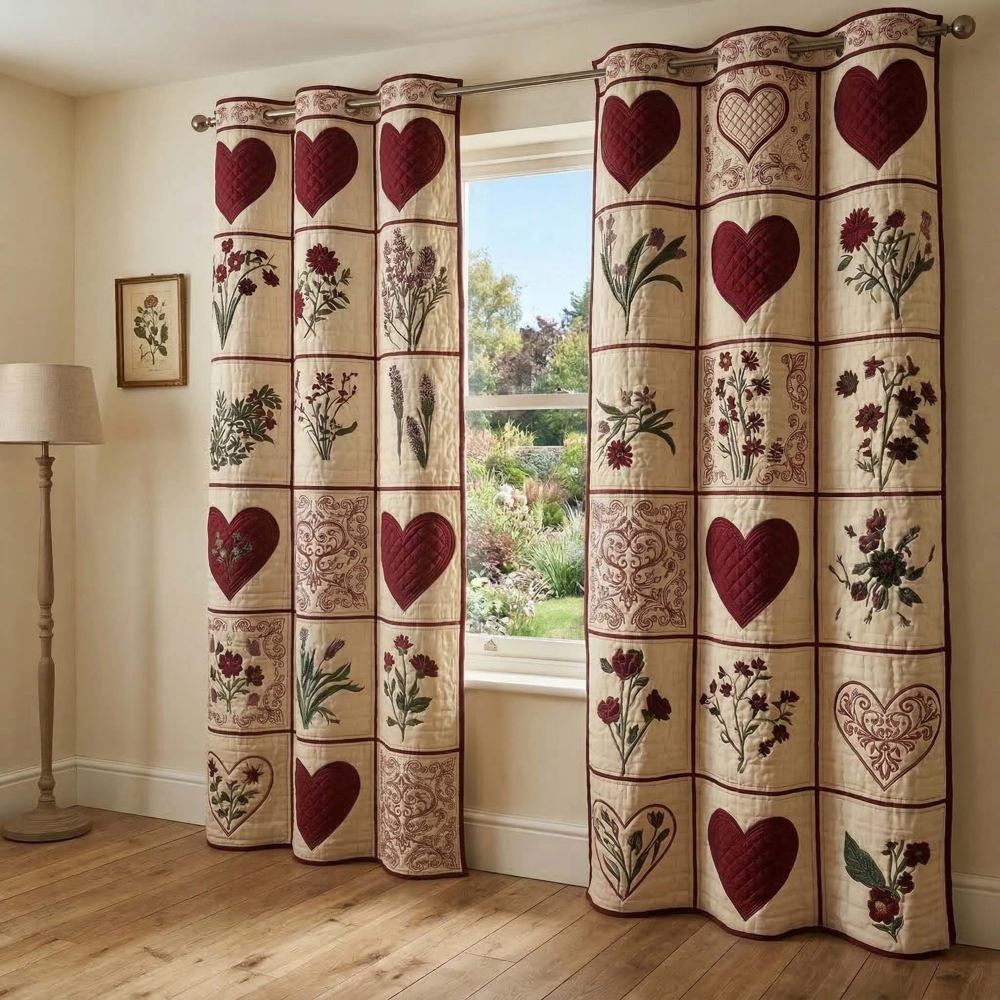 Blossom Patchwork Quilted Curtains GFTOQM3762