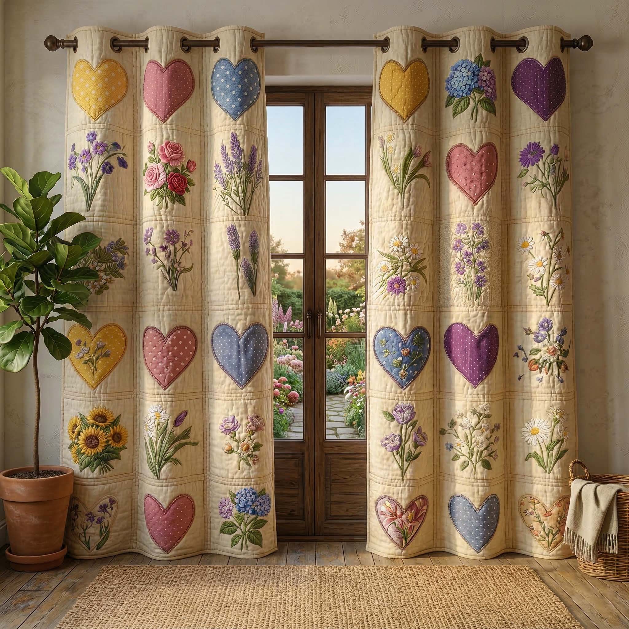 Blossom Patchwork Quilted Curtains GFTOQM3763