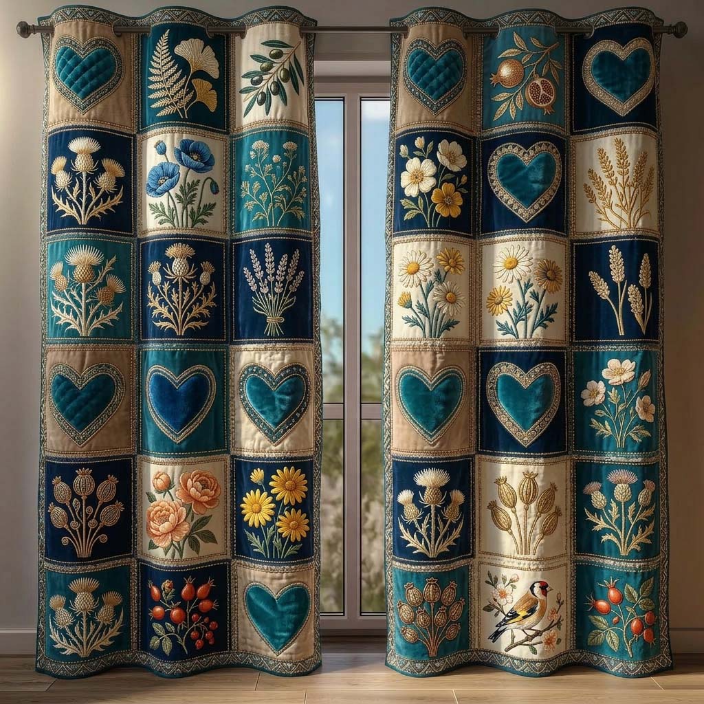 Blossom Patchwork Quilted Curtains GFTOQM3764