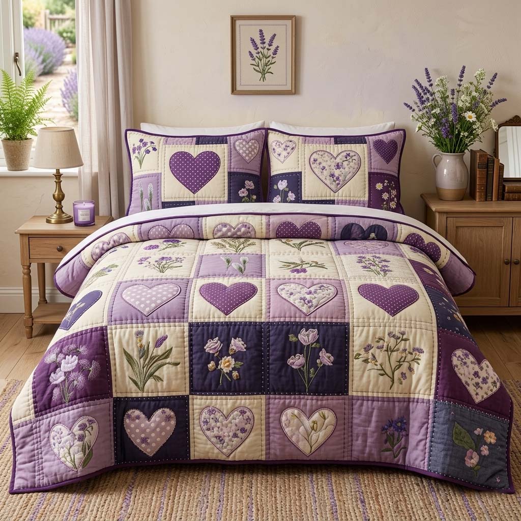 Blossom Patchwork 3-Piece Quilted Bedding Set GFTOQM3768
