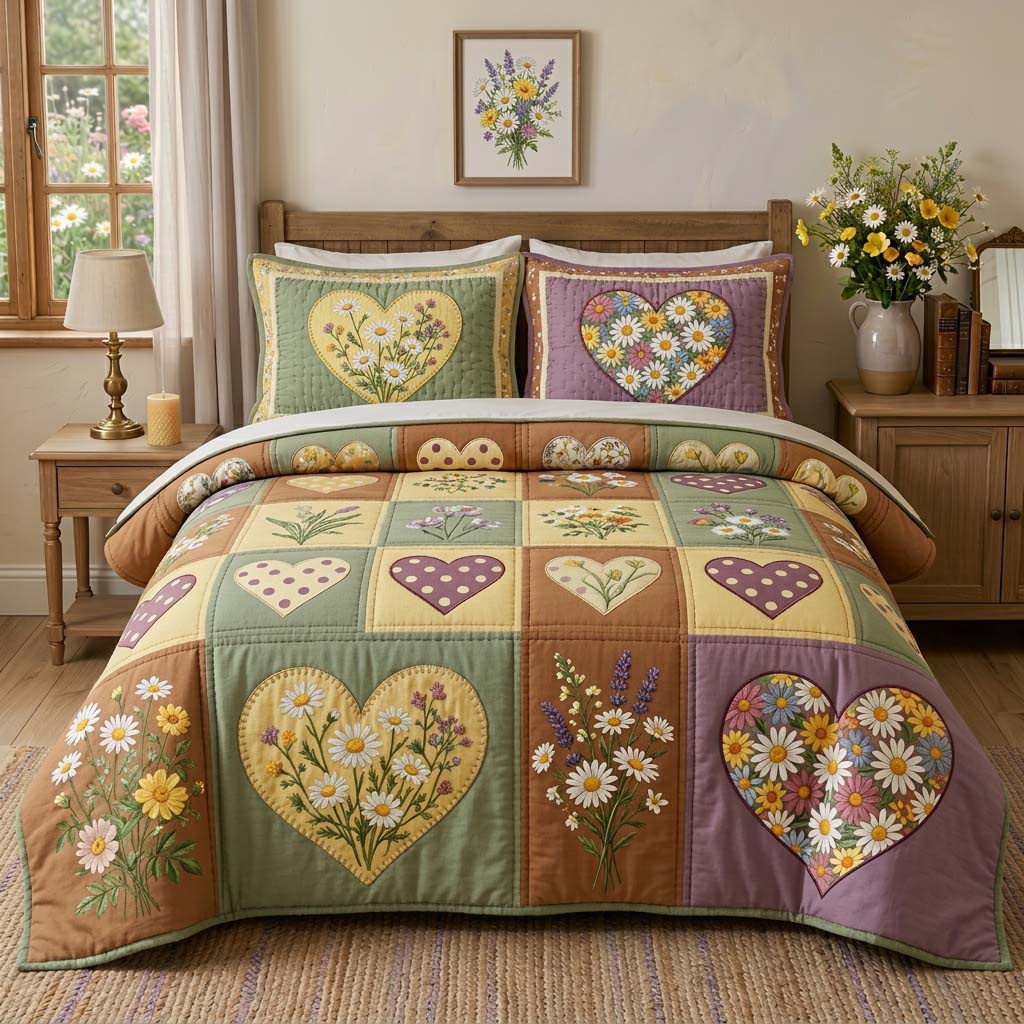 Blossom Patchwork 3-Piece Quilted Bedding Set GFTOQM3773