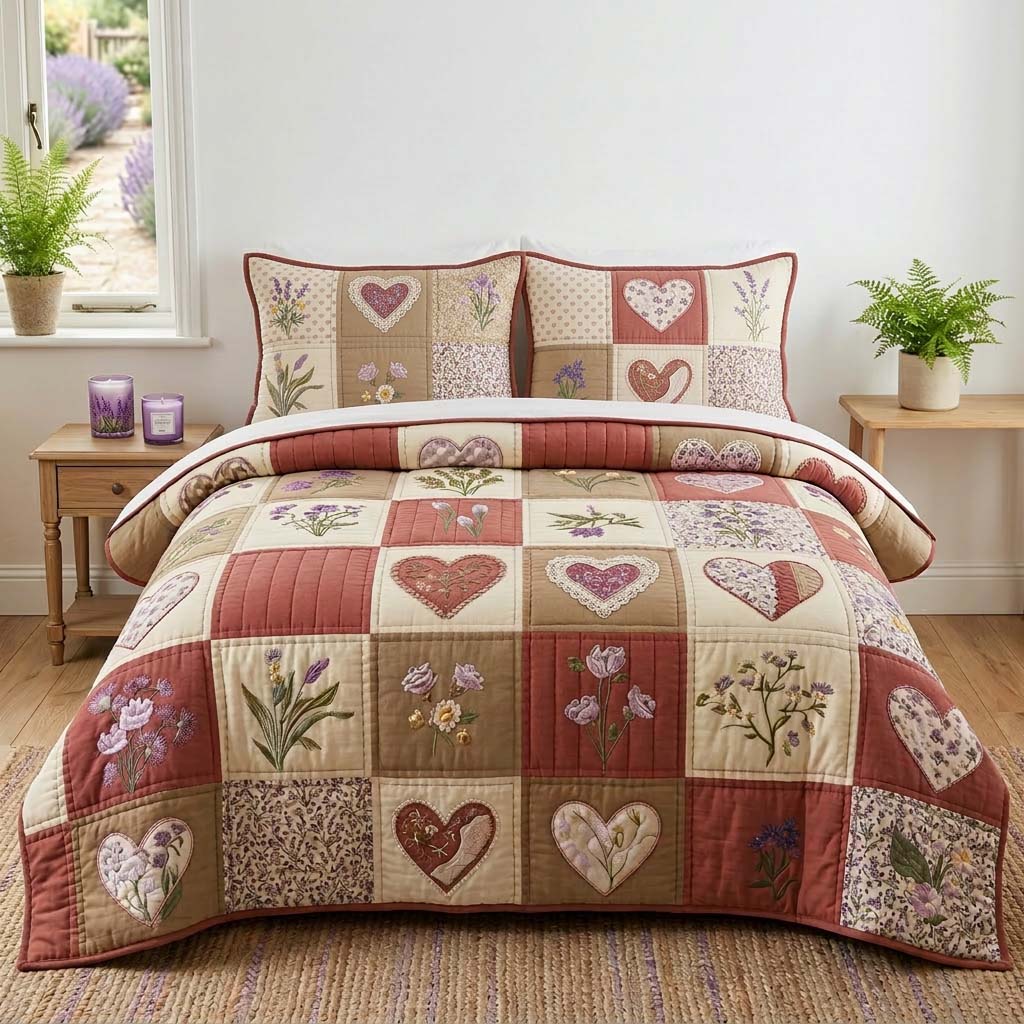 Blossom Patchwork 3-Piece Quilted Bedding Set GFTOQM3774