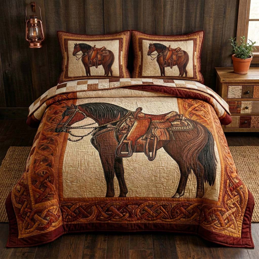 Wild Stallion 3-Piece Quilted Bedding Set GFTOQM3781