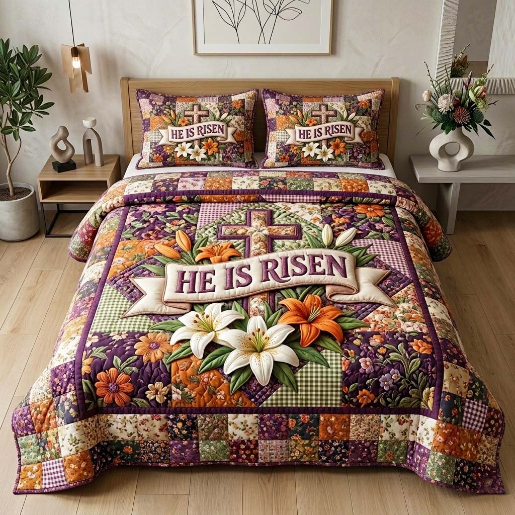 He Risen 3-Piece Quilted Bedding Set GFTOQM3816