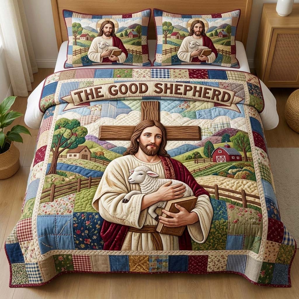 Good Shepherd 3-Piece Quilted Bedding Set GFTOQM3817