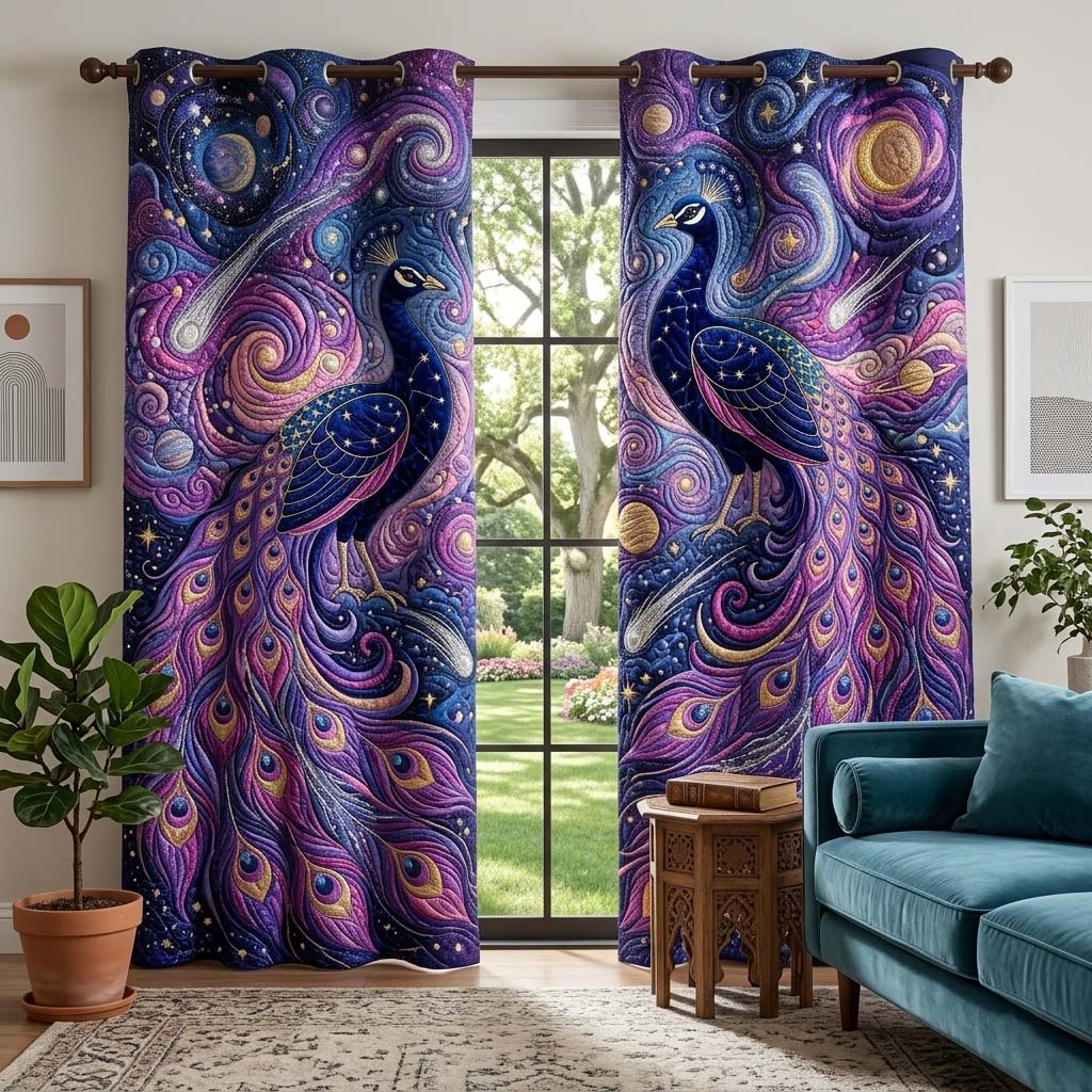 Starry Peacock Quilted Curtains GFTOQM3831