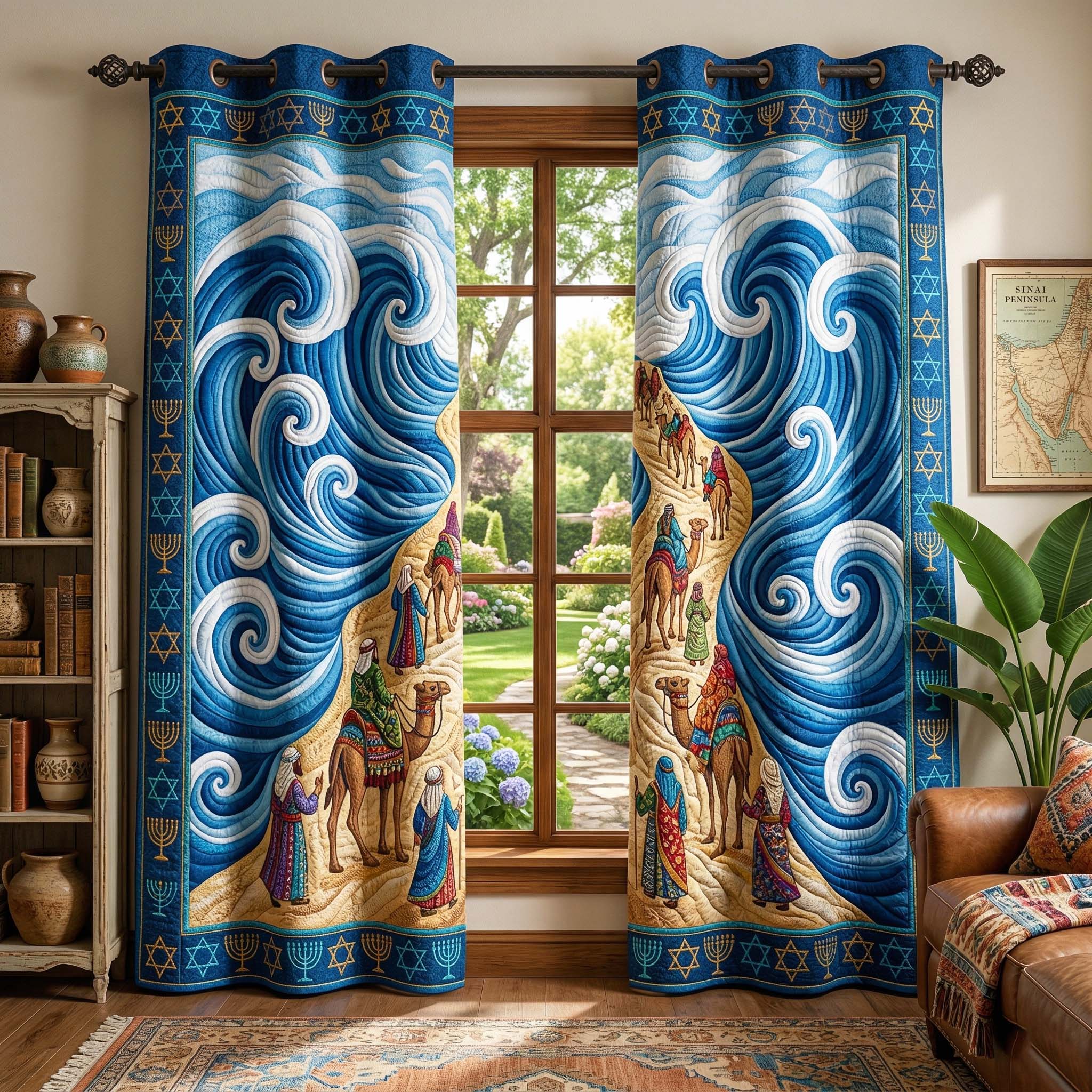 Camel Wave Quilted Curtains GFTOQM3845