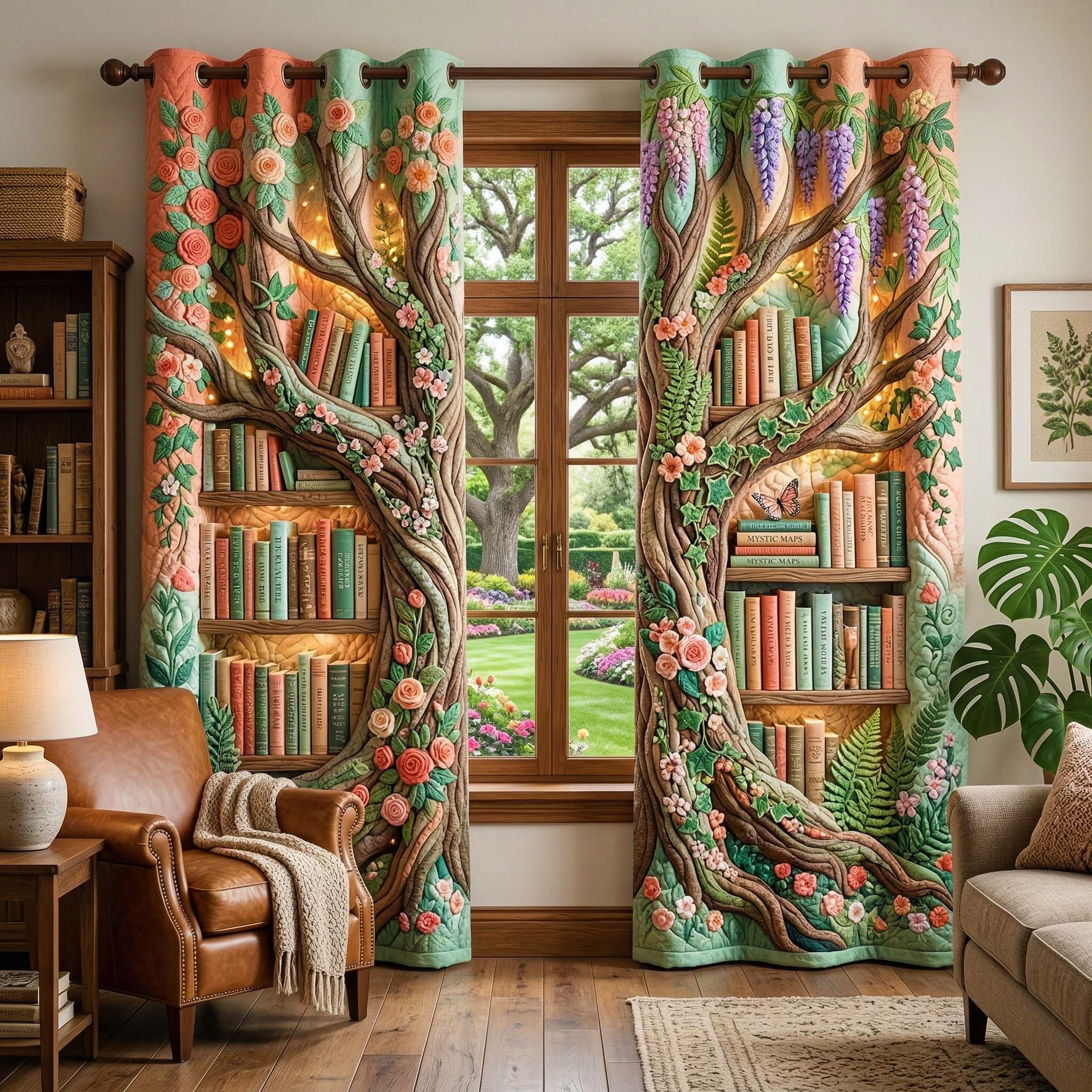 Tree Library Quilted Curtains GFTOQM3850