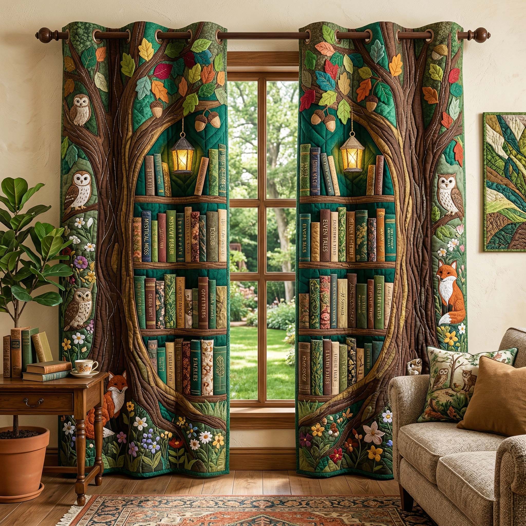Bookish Forest Quilted Curtains GFTOQM3851