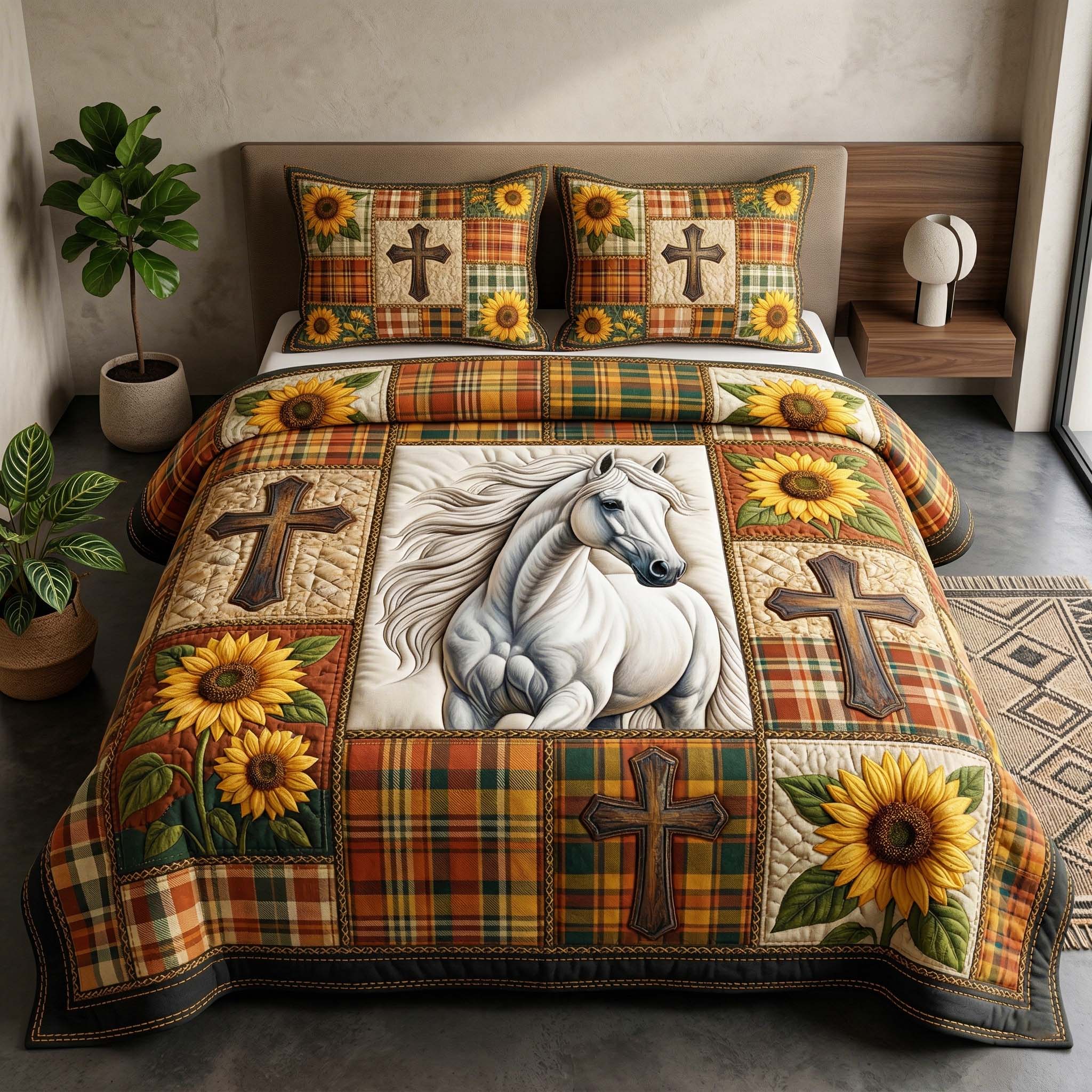 Sunflower Grace 3-Piece Quilted Bedding Set GFTOQM3885