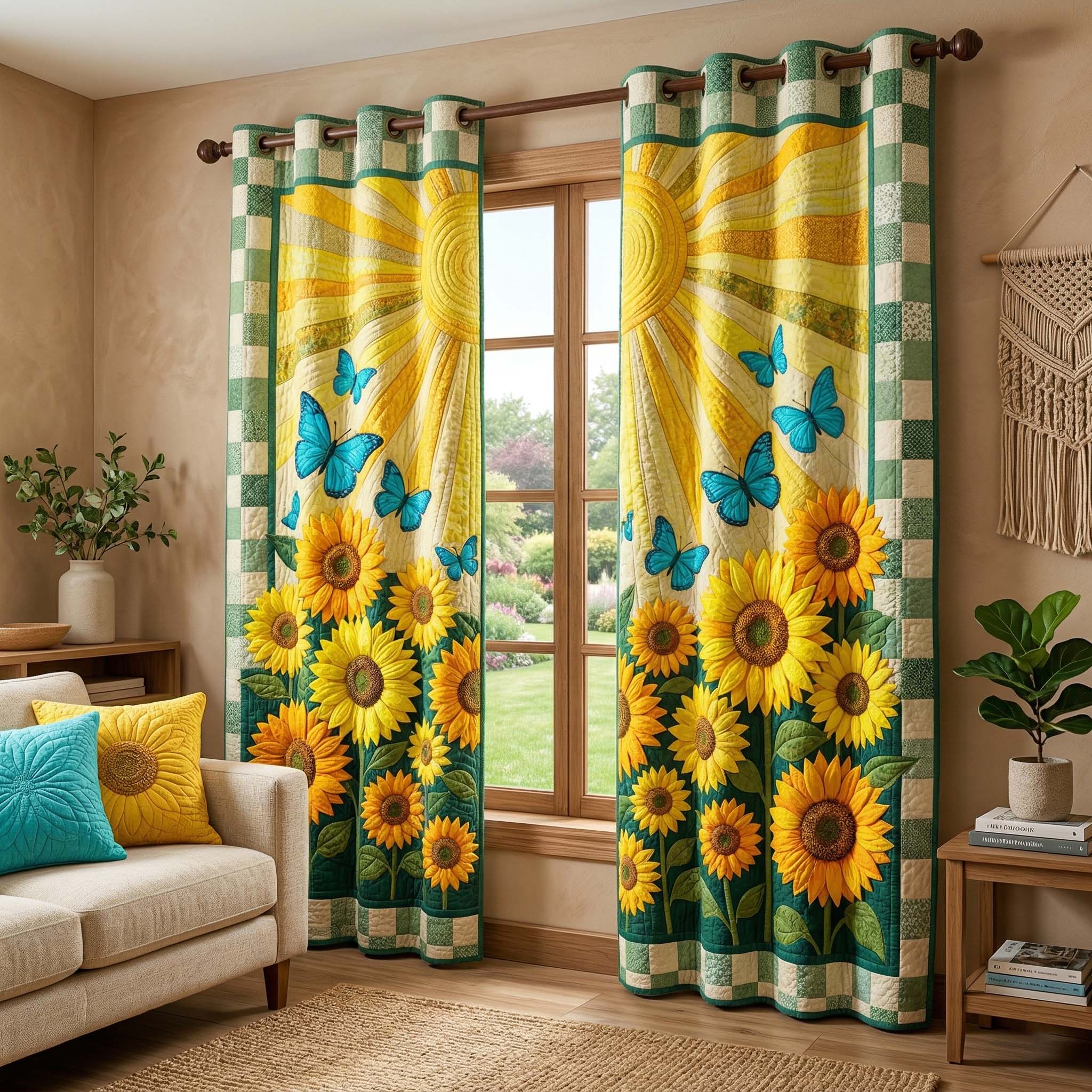 Sunny Butterfly Quilted Curtains GFTOQM3906