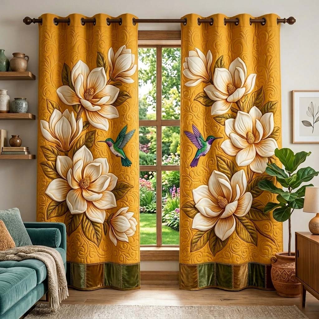 Golden Magnolia Quilted Curtains GFTOQM3913