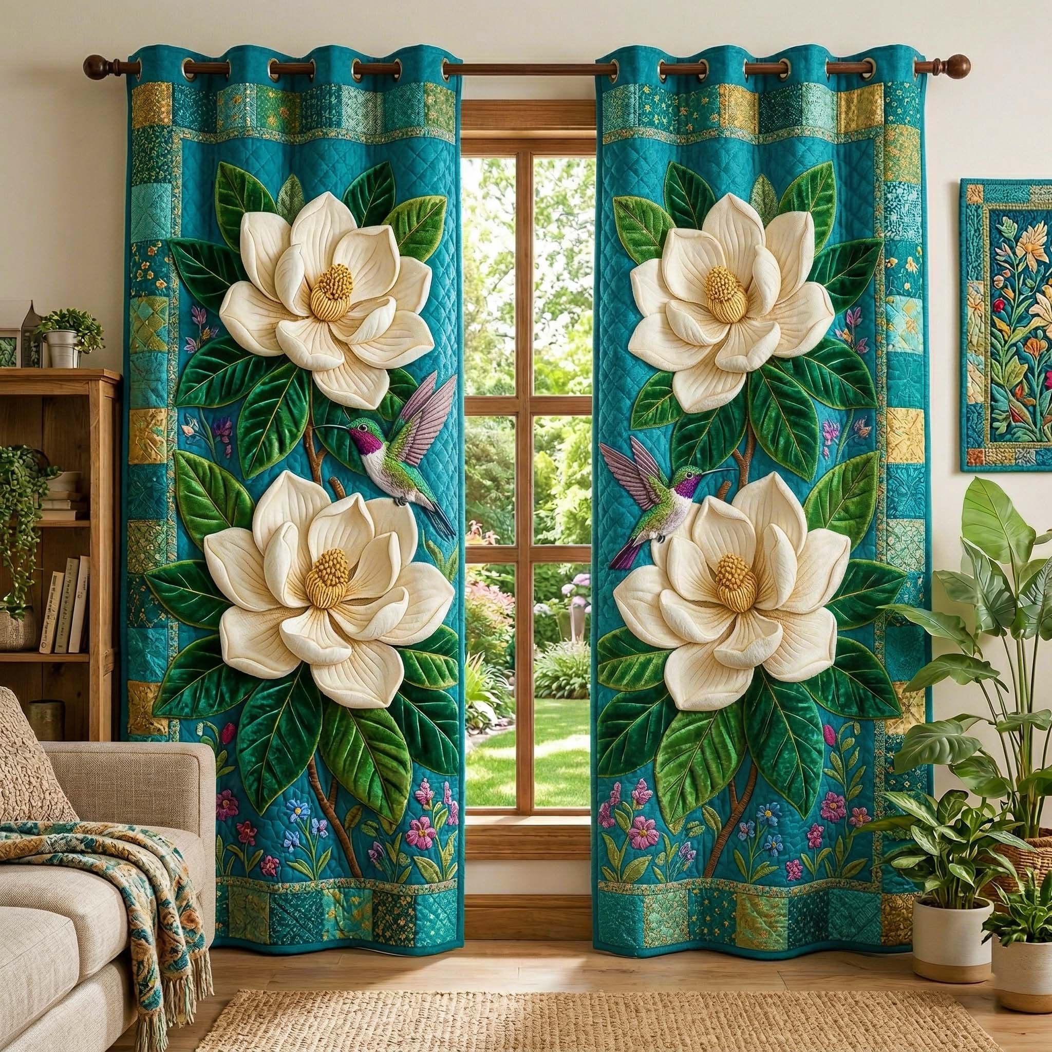 Teal Magnolia Quilted Curtains GFTOQM3916