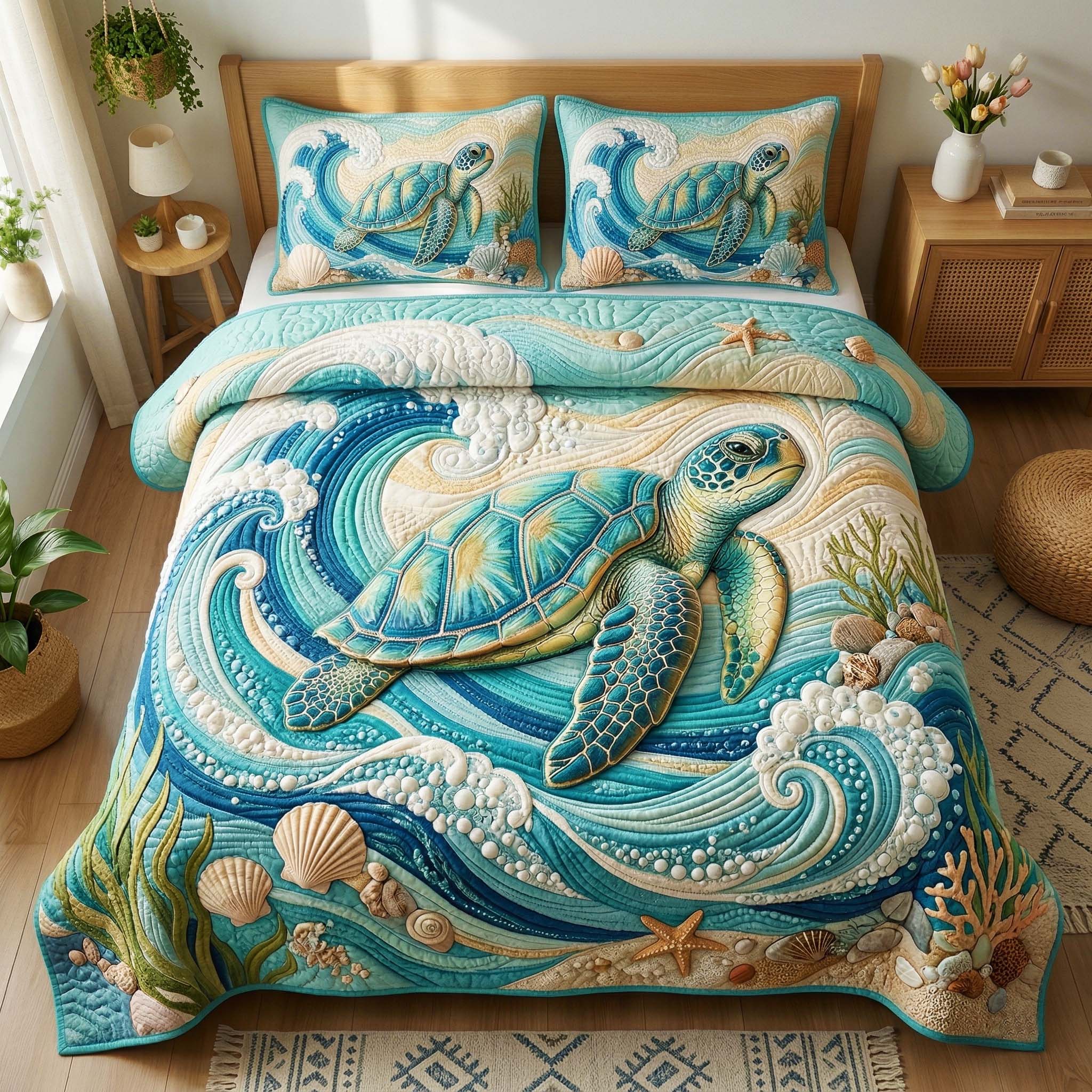 Mosaic Reef 3-Piece Quilted Bedding Set GFTOQM3923