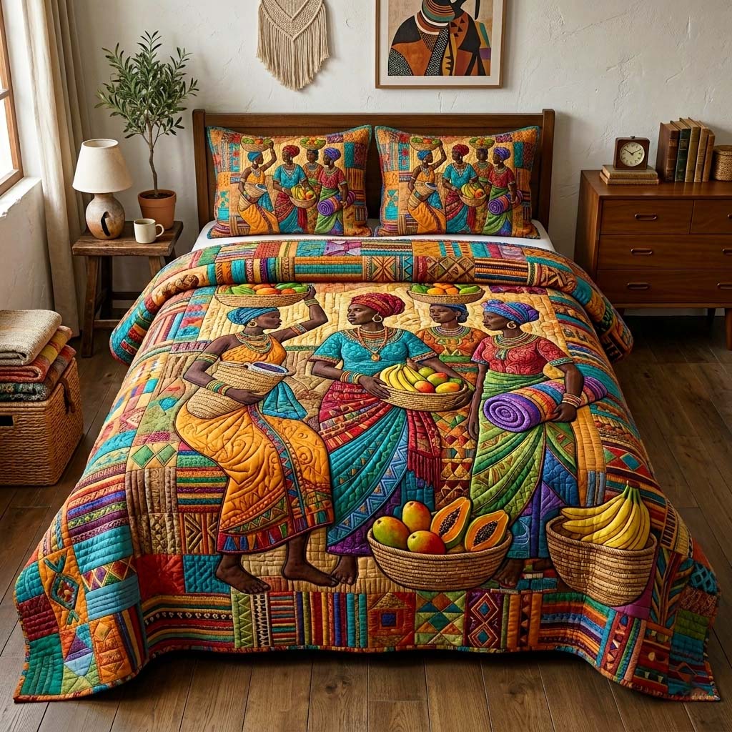 Africa Legacy 3-Piece Quilted Bedding Set GFTOQM3948