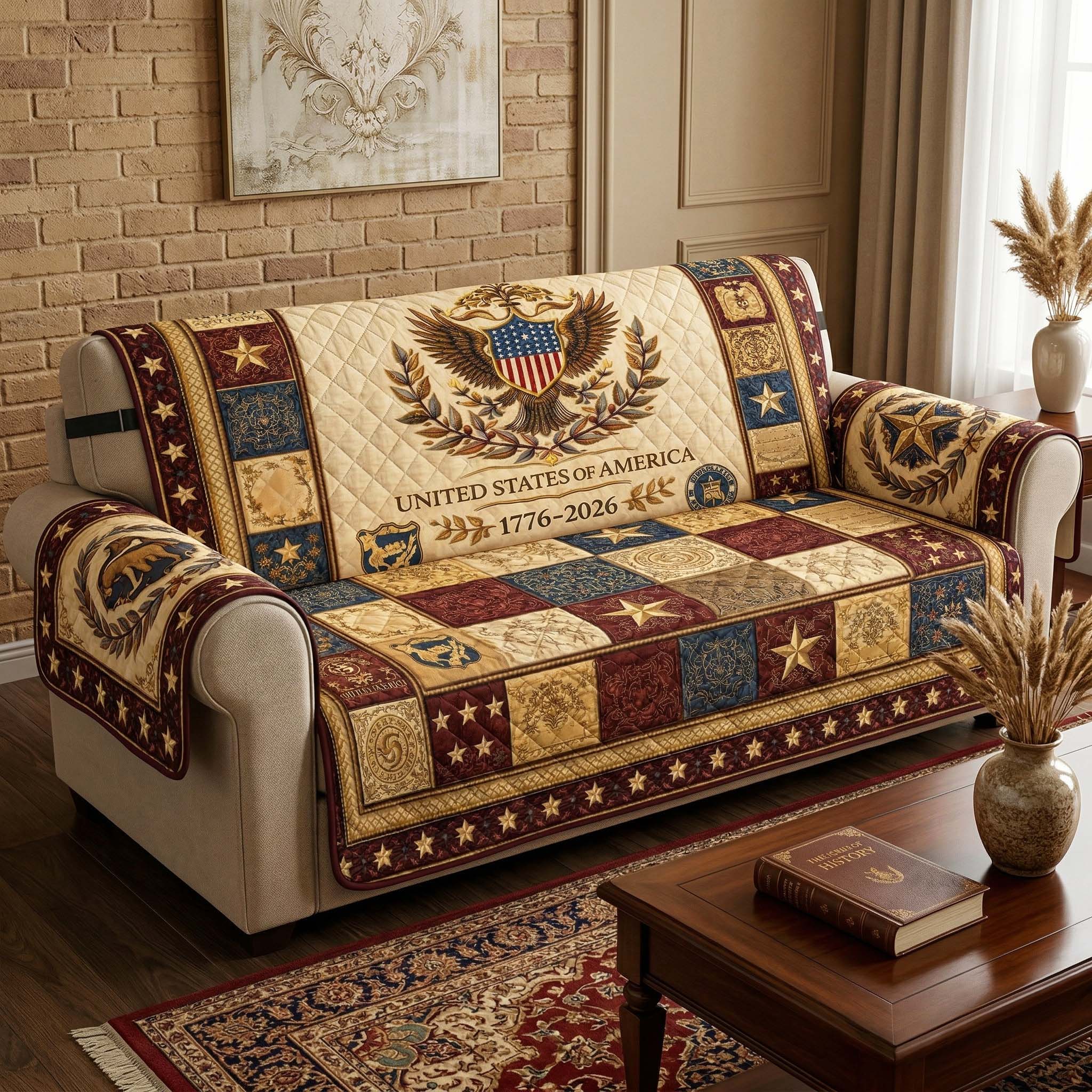 Herritage Patch Quilted Sofa Cover GFTOQM4020