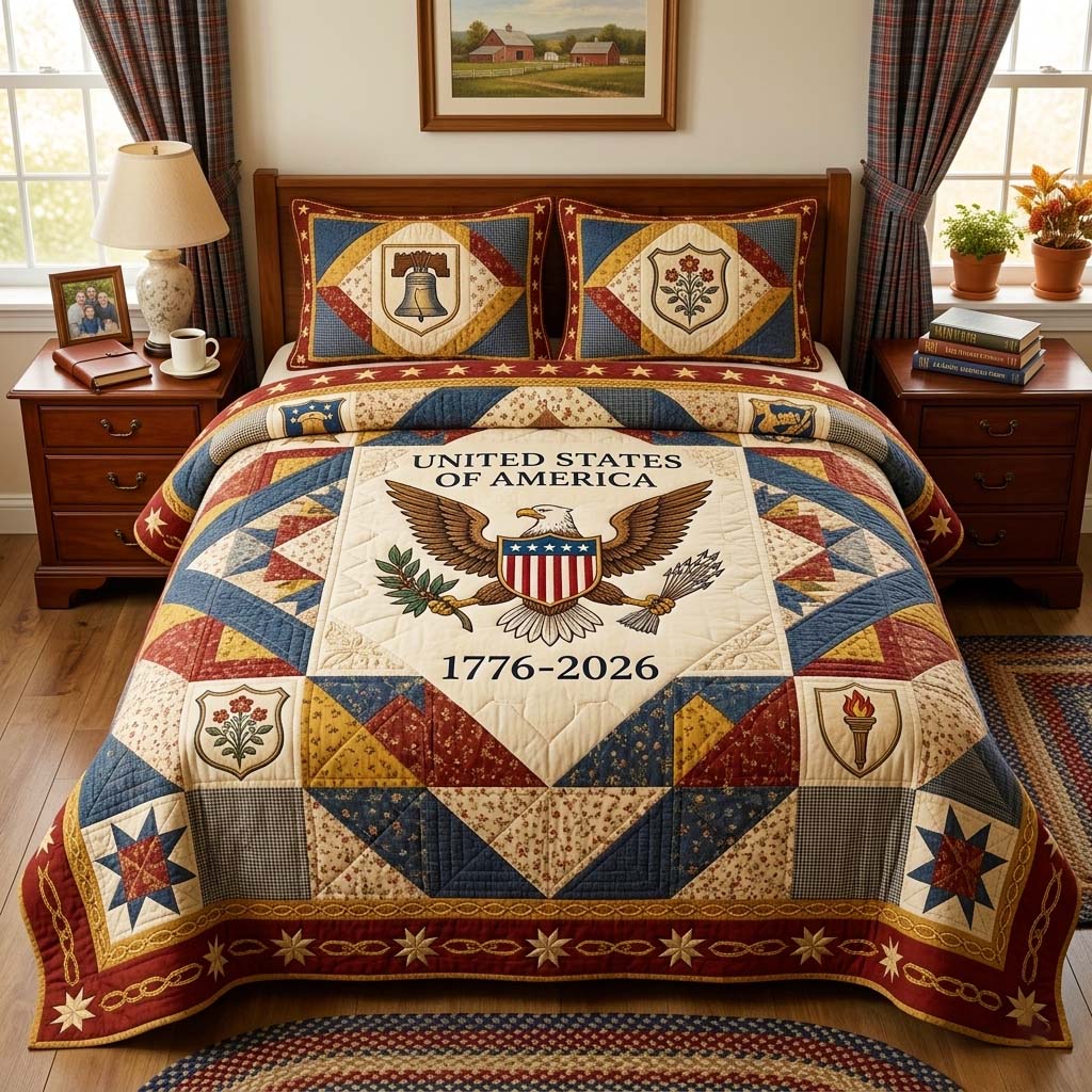 Patchwork Eagle 3-Piece Quilted Bedding Set GFTOQM4066