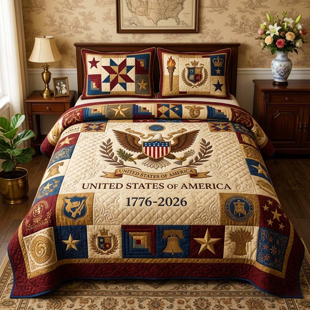 Classic Emblem 3-Piece Quilted Bedding Set GFTOQM4067