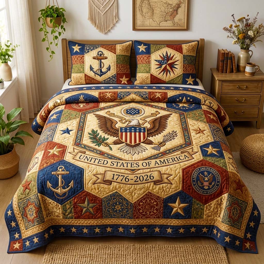 Anchor Eagle 3-Piece Quilted Bedding Set GFTOQM4068