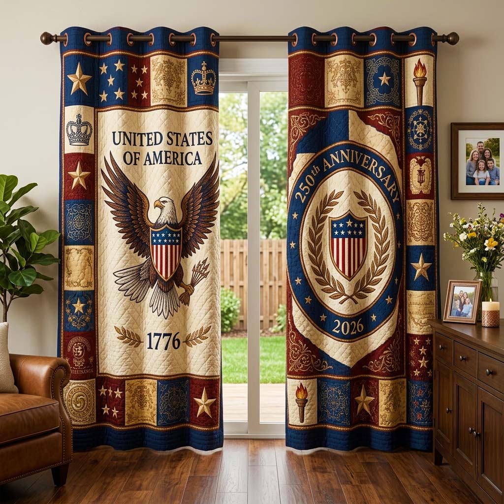 Heritage Eagle Quilted Curtains GFTOQM4076