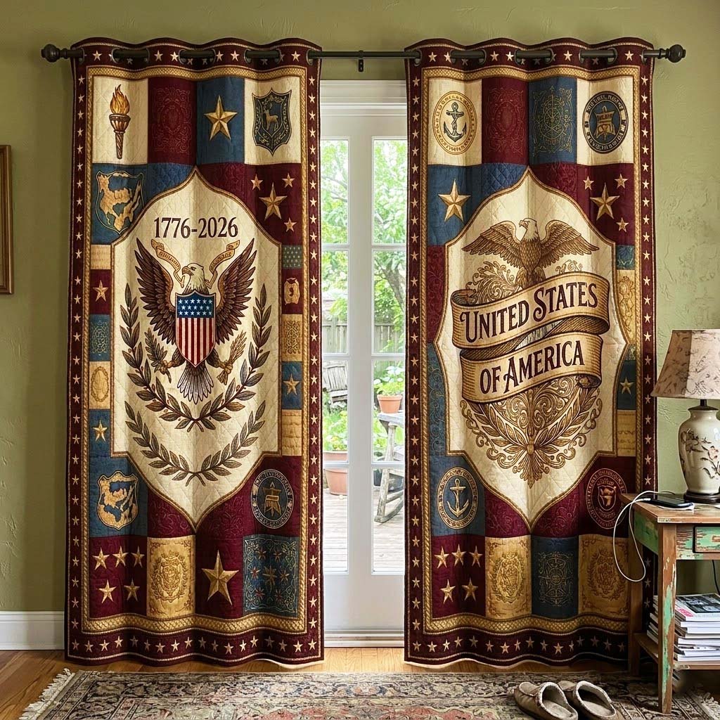 Americana Eagle Quilted Curtains GFTOQM4079