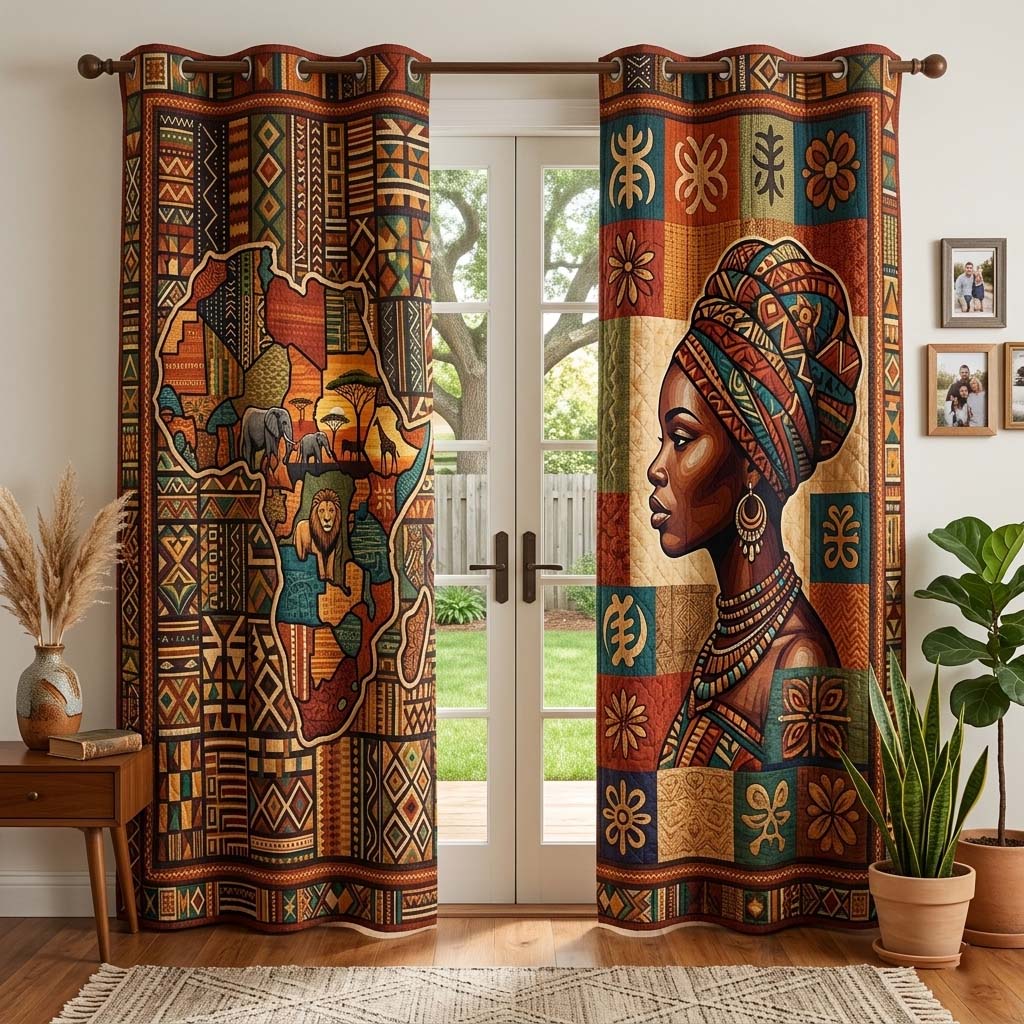 Africa Legacy Quilted Curtains GFTOQM4094