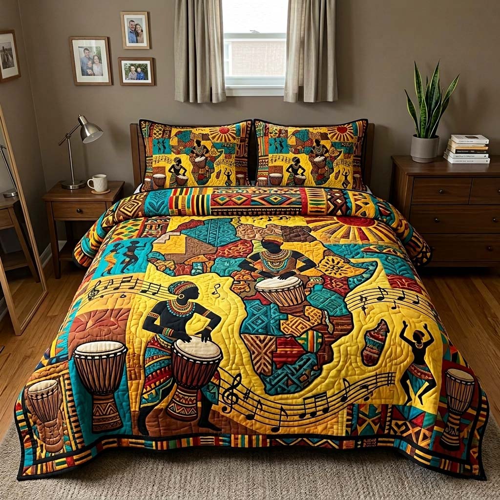 Drum Legacy 3-Piece Quilted Bedding Set GFTOQM4175