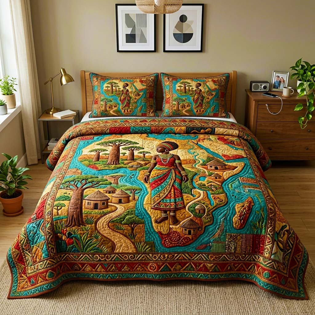 Savanna Spirit 3-Piece Quilted Bedding Set GFTOQM4176