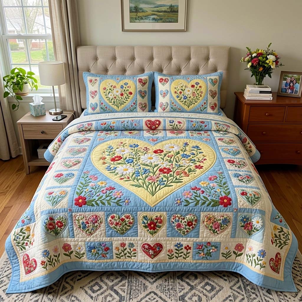 Spring Meadow 3-Piece Quilted Bedding Set GFTOQM4183