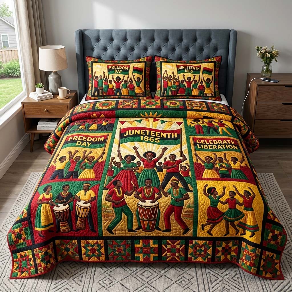 Liberation Rhythm 3-Piece Quilted Bedding Set GFTOQM4241