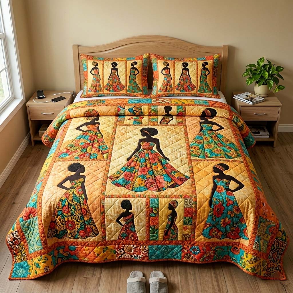 Ankara Queen 3-Piece Quilted Bedding Set GFTOQM4308