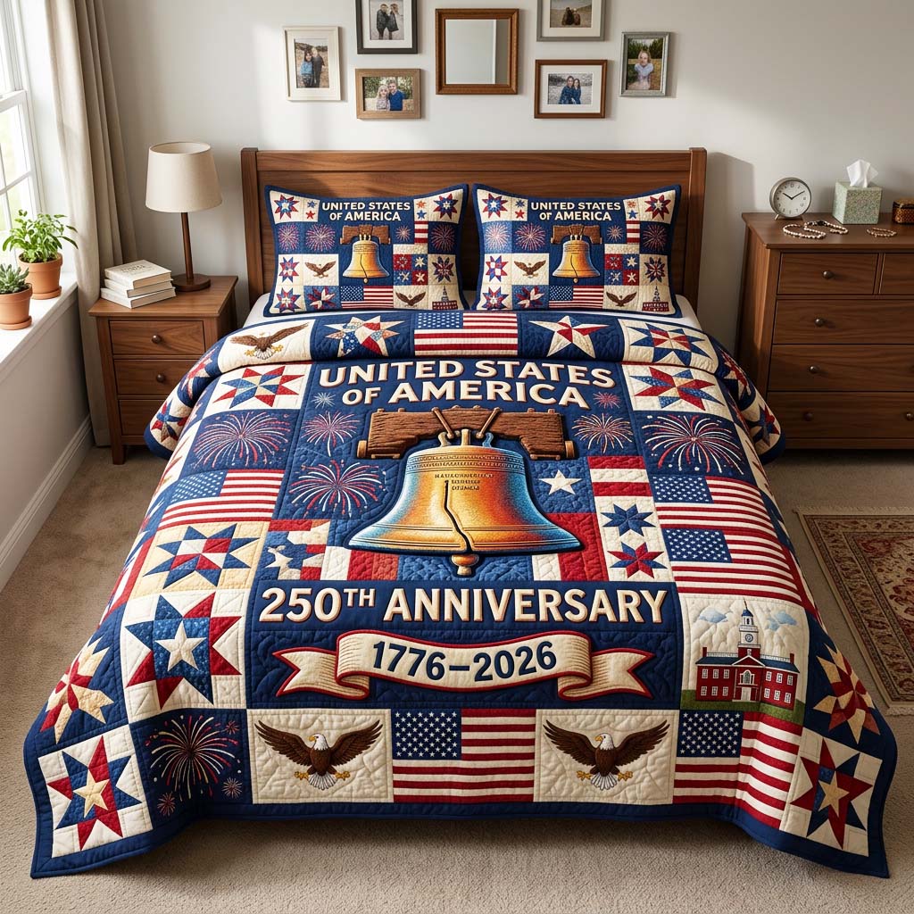 Liberty Bell 3-Piece Quilted Bedding Set GFTOQM4437