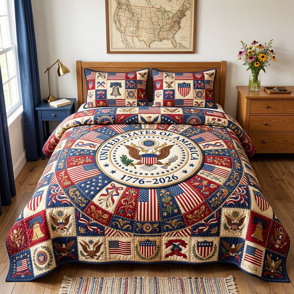 Heritage Seal 3-Piece Quilted Bedding Set GFTOQM4626