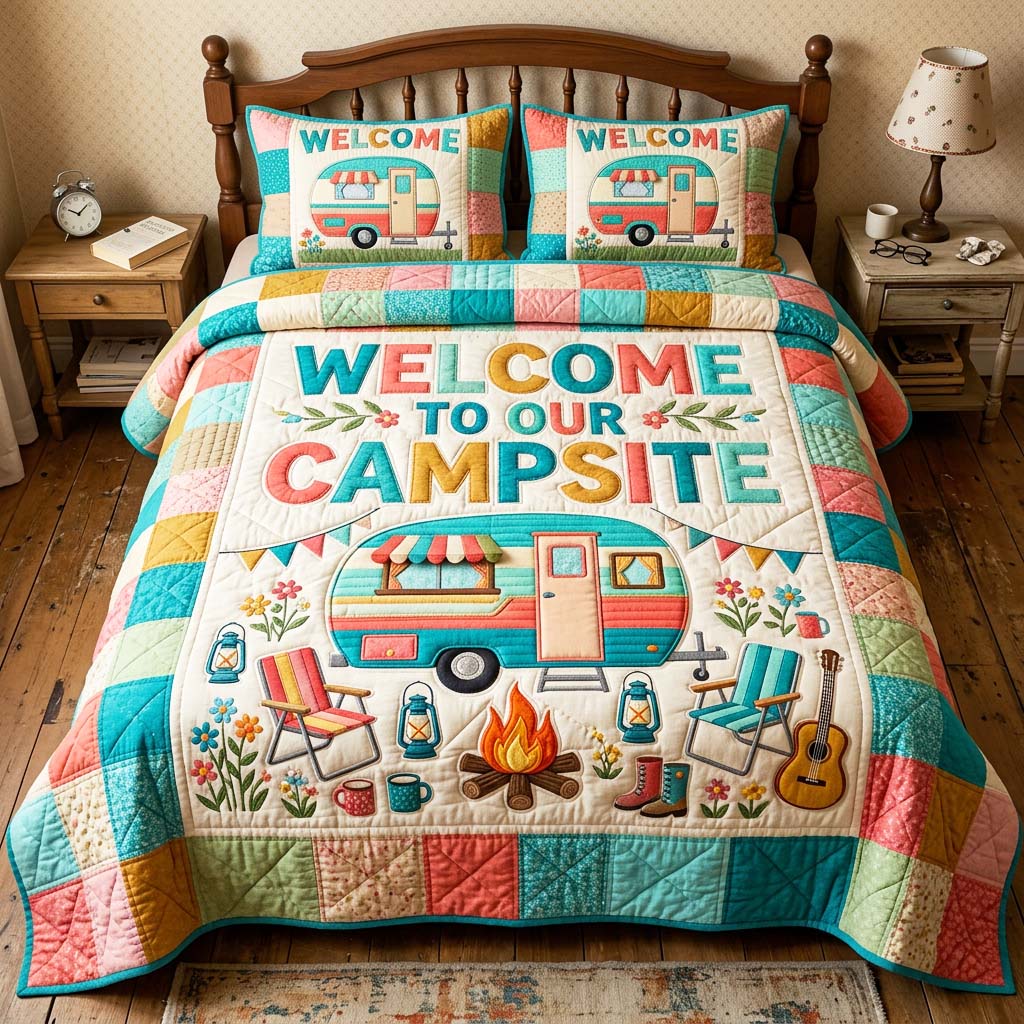Welcome Camper 3-Piece Quilted Bedding Set GFTOQM4725