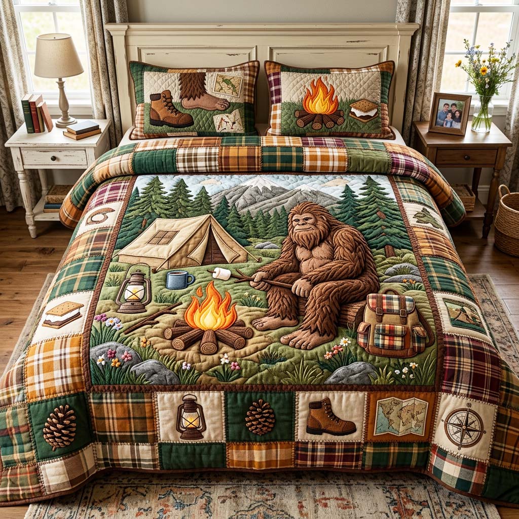 Fire Rest 3-Piece Quilted Bedding Set GFTOQM4747