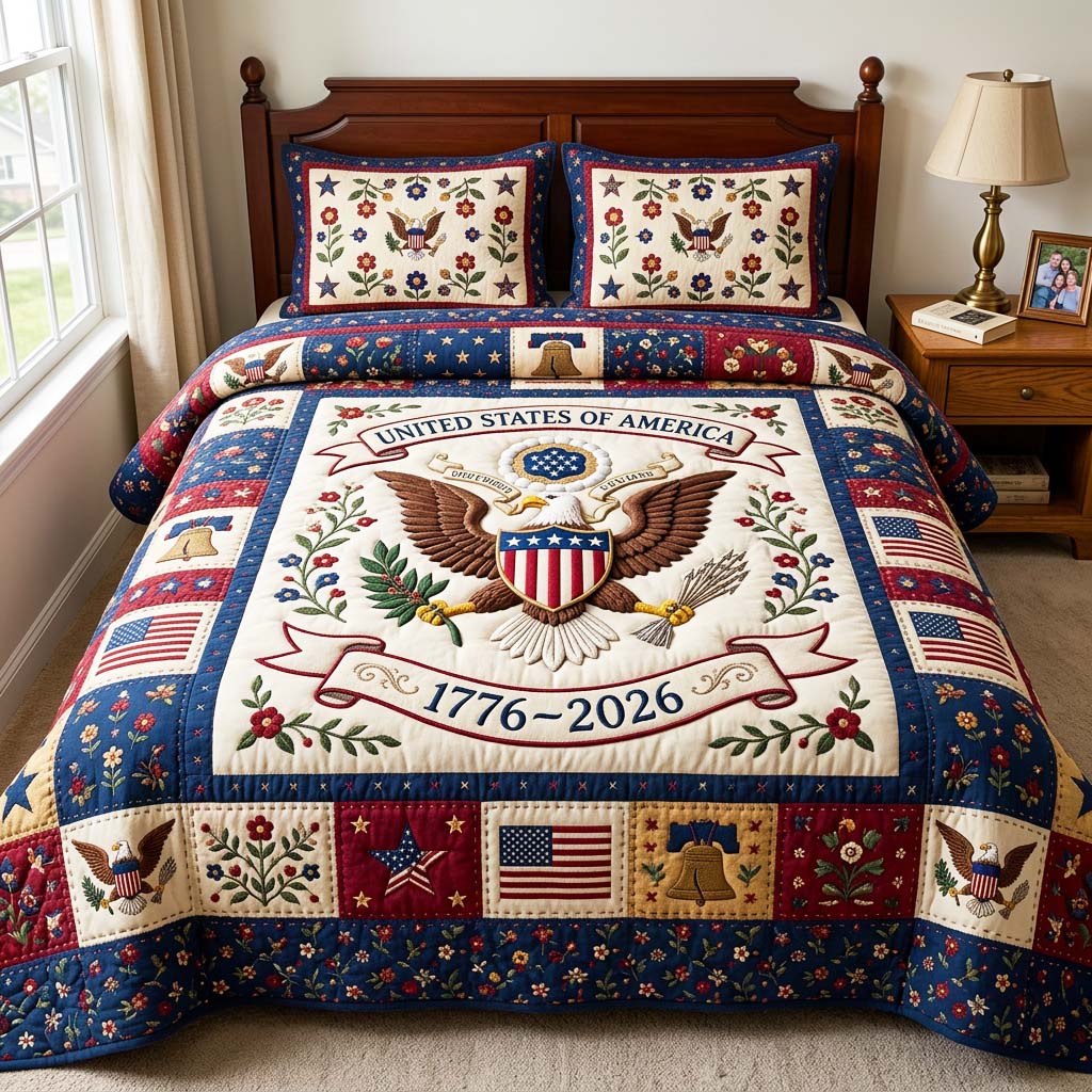 Heritage Patch 3-Piece Quilted Bedding Set GFTOQM4848