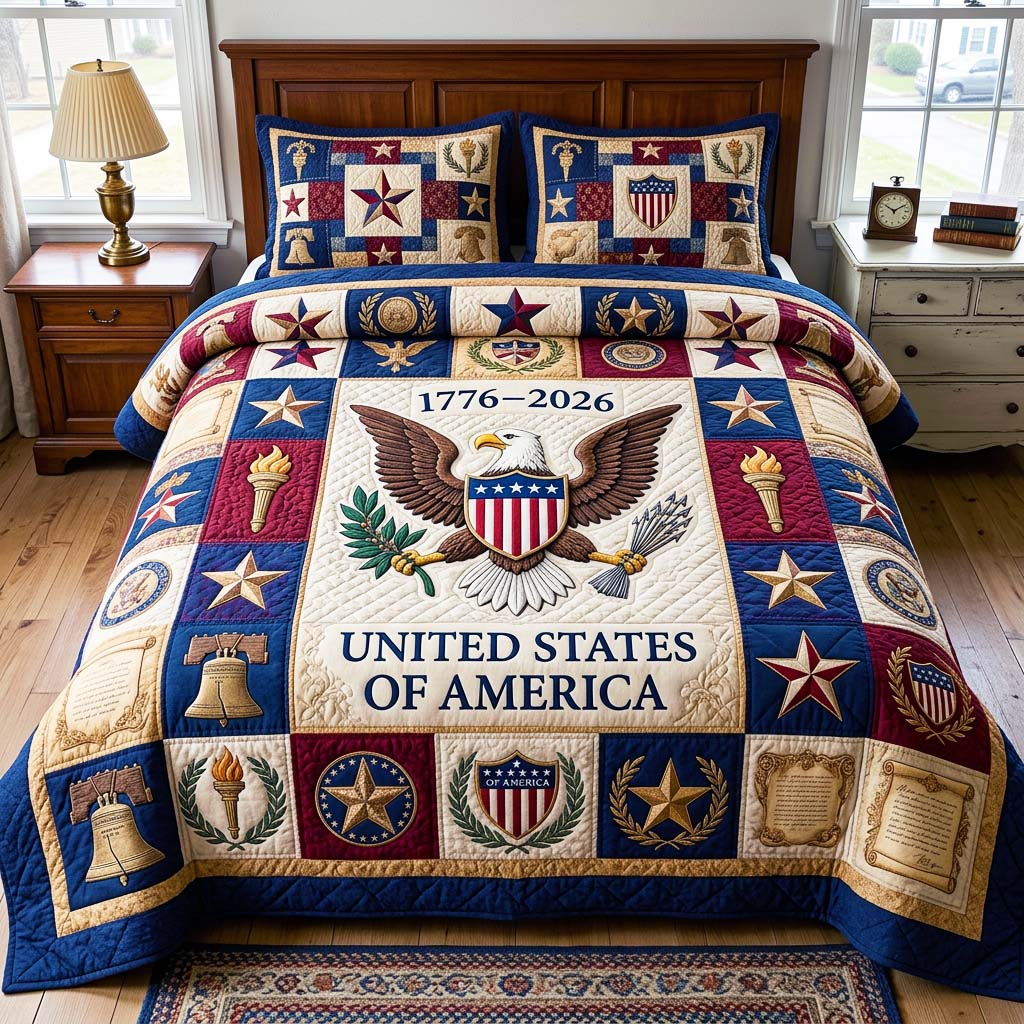 Heritage Patch 3-Piece Quilted Bedding Set GFTOQM4851