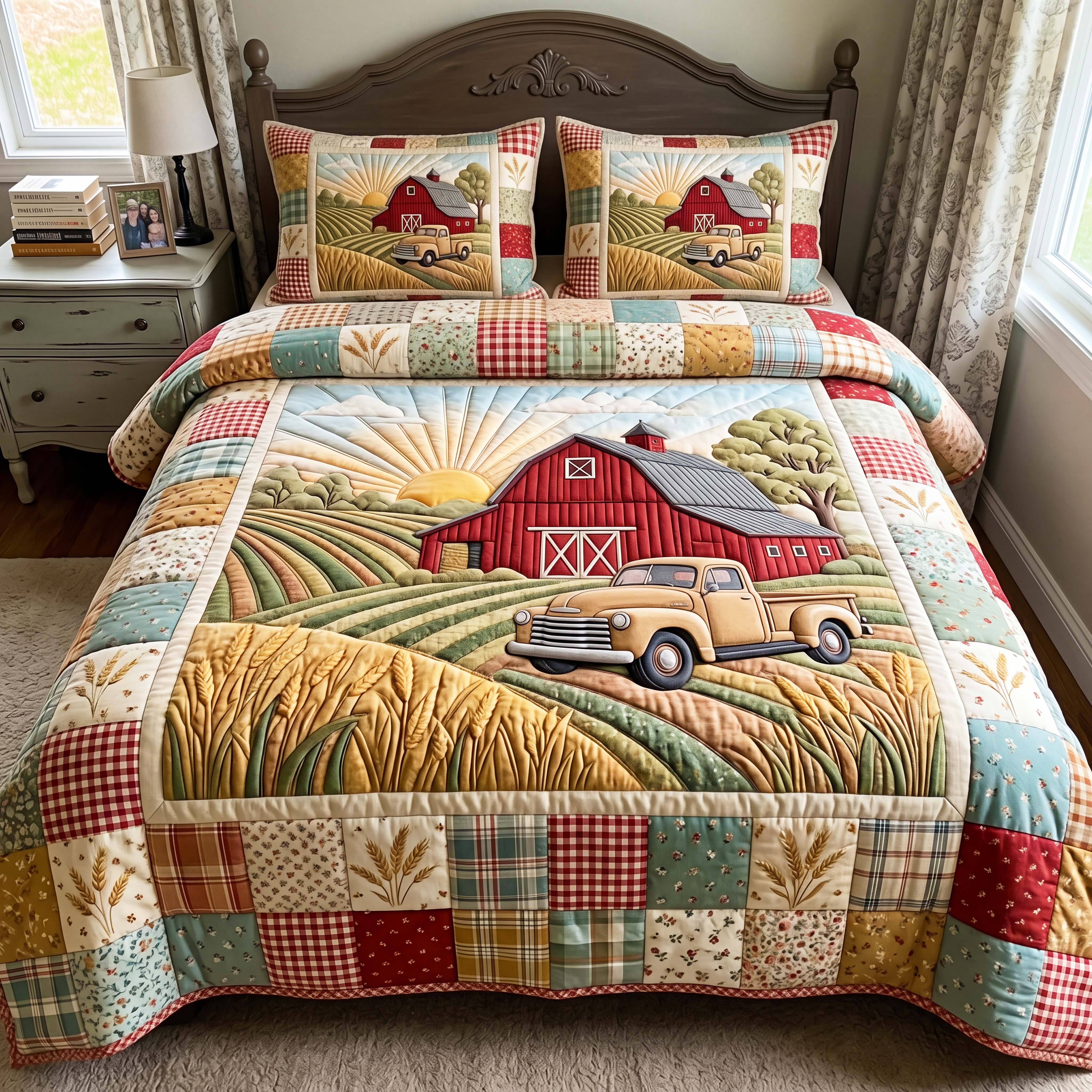 Harvest Sunrise 3-Piece Quilted Bedding Set GFTOQM4869