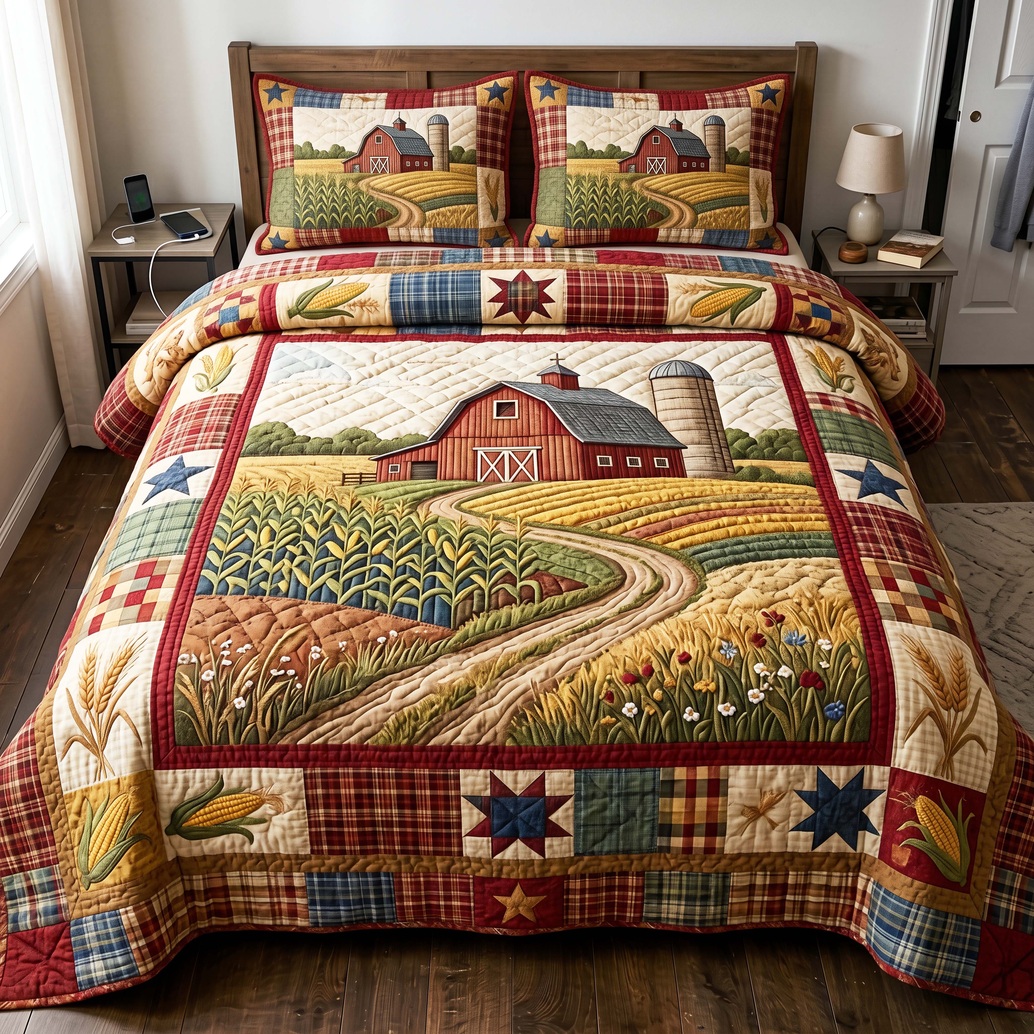 Country Cornfield 3-Piece Quilted Bedding Set GFTOQM4874