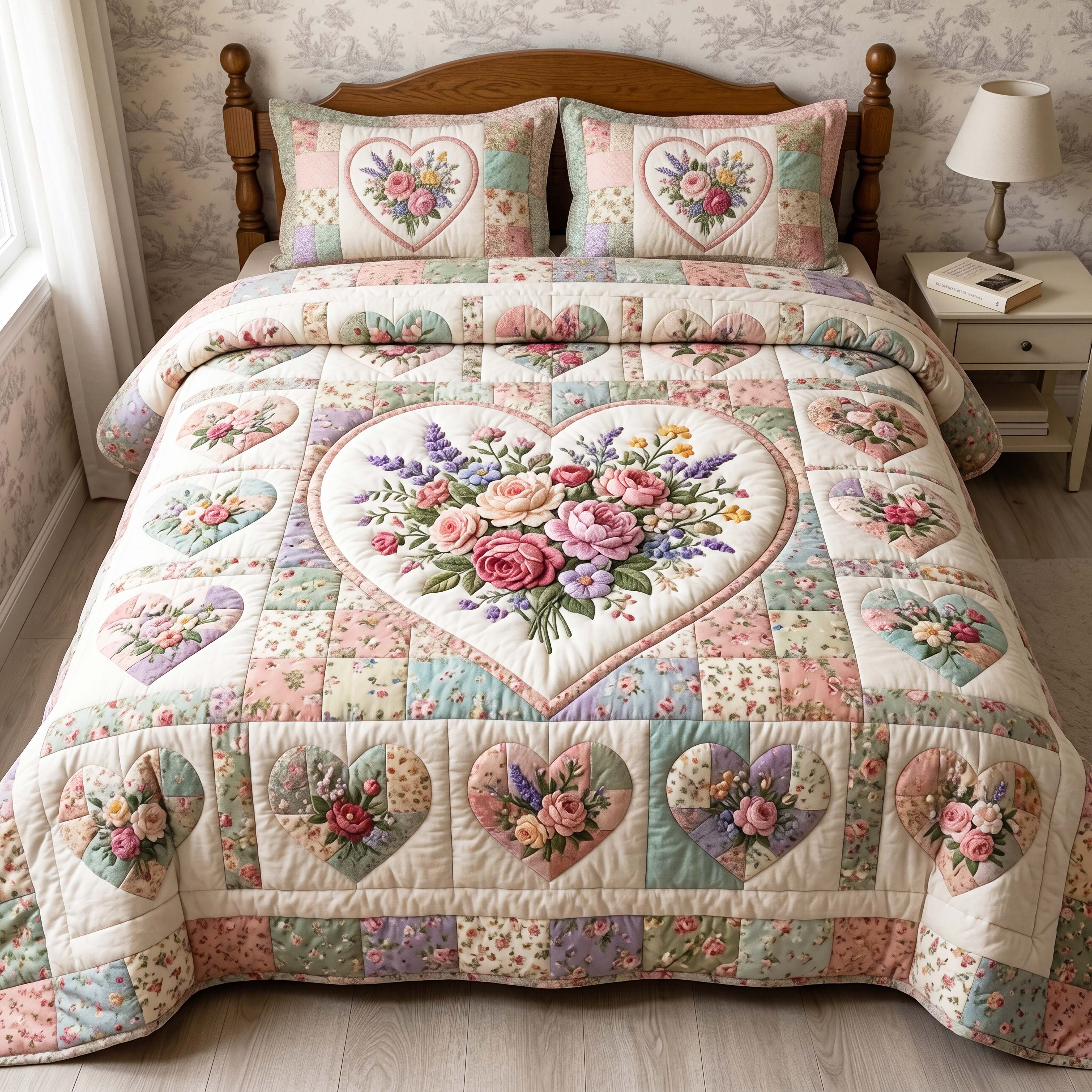 Patchwork Garden 3-Piece Quilted Bedding Set GFTOQM4907