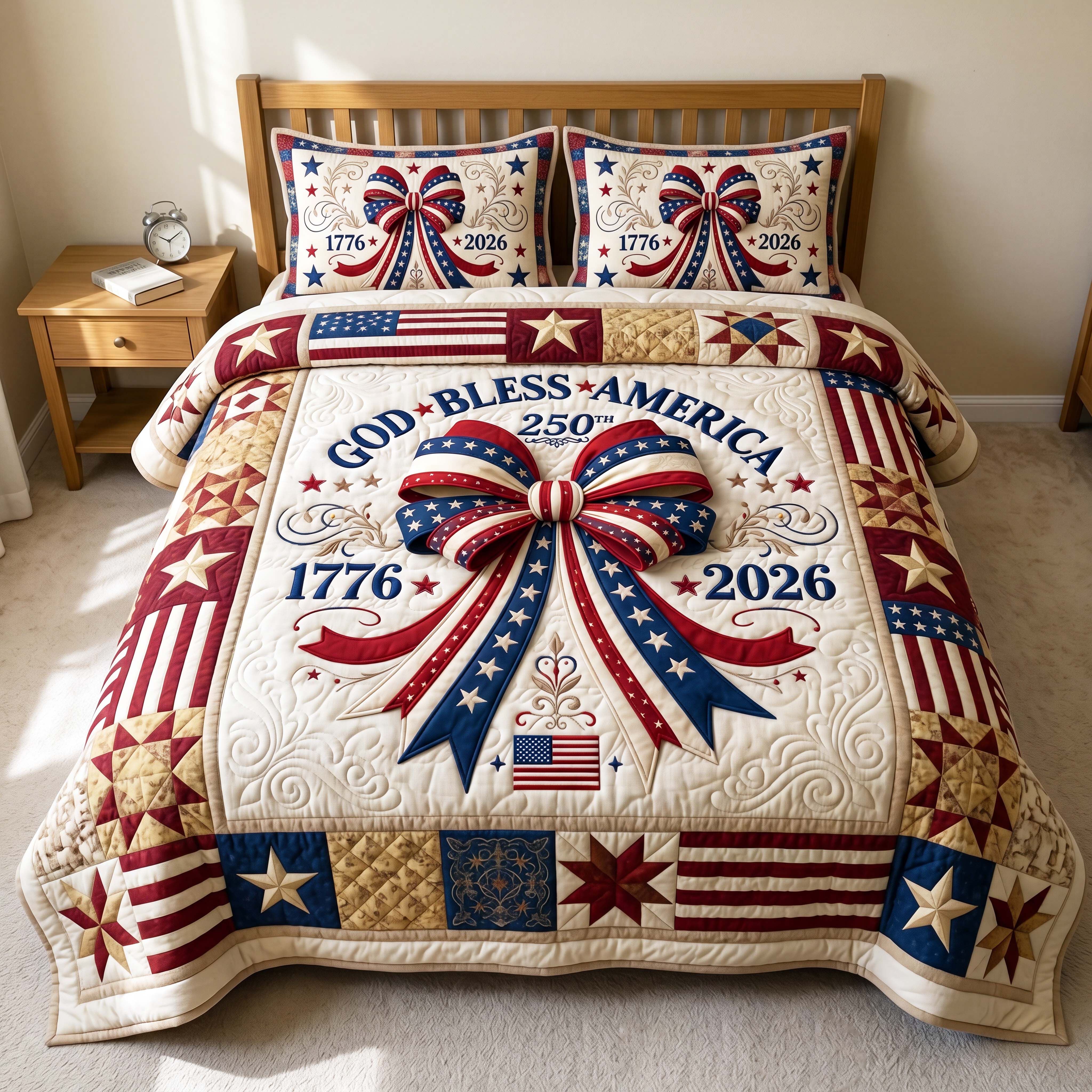 Liberty Ribbon 3-Piece Quilted Bedding Set GFTOQM4921