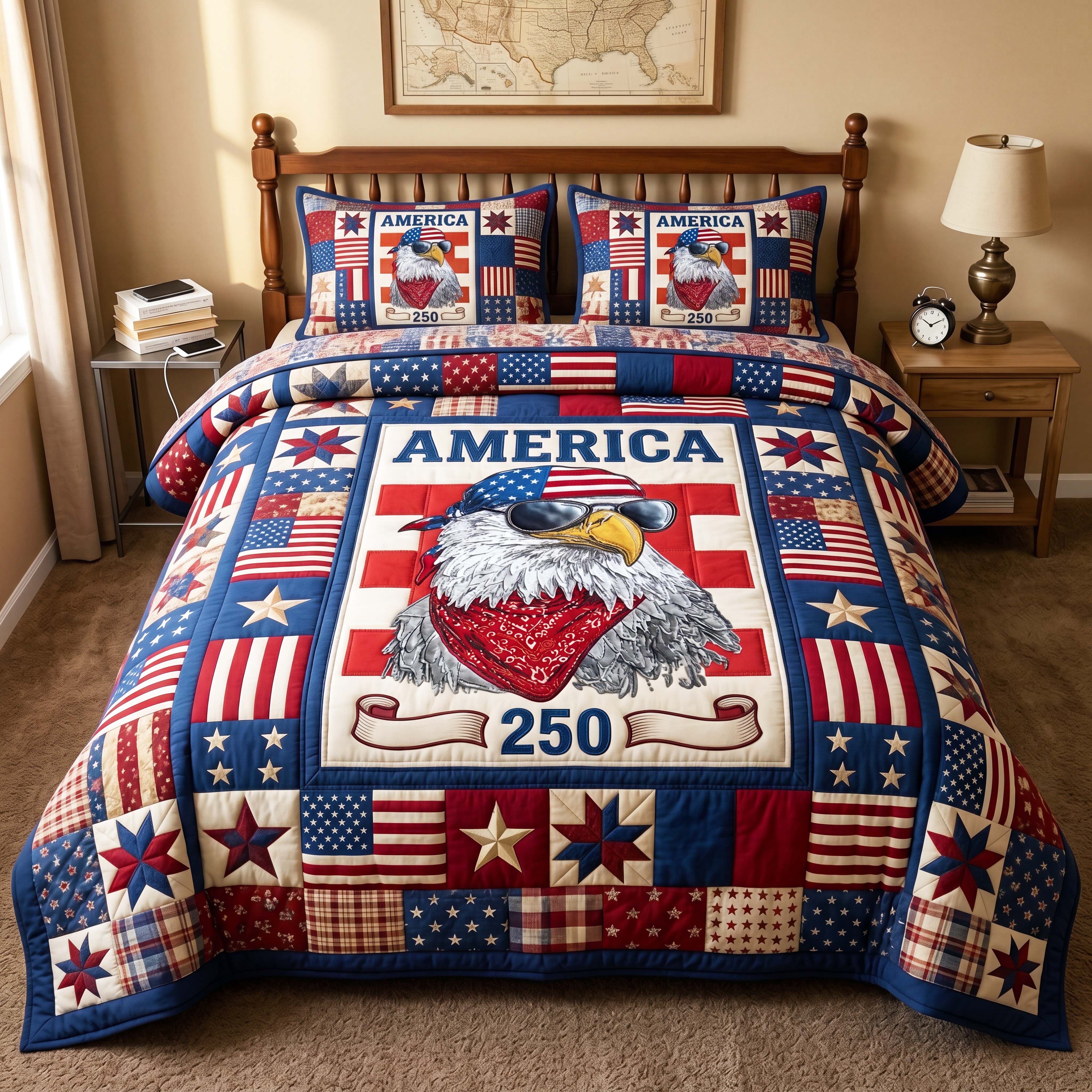 Bandana Eagle 3-Piece Quilted Bedding Set GFTOQM4922