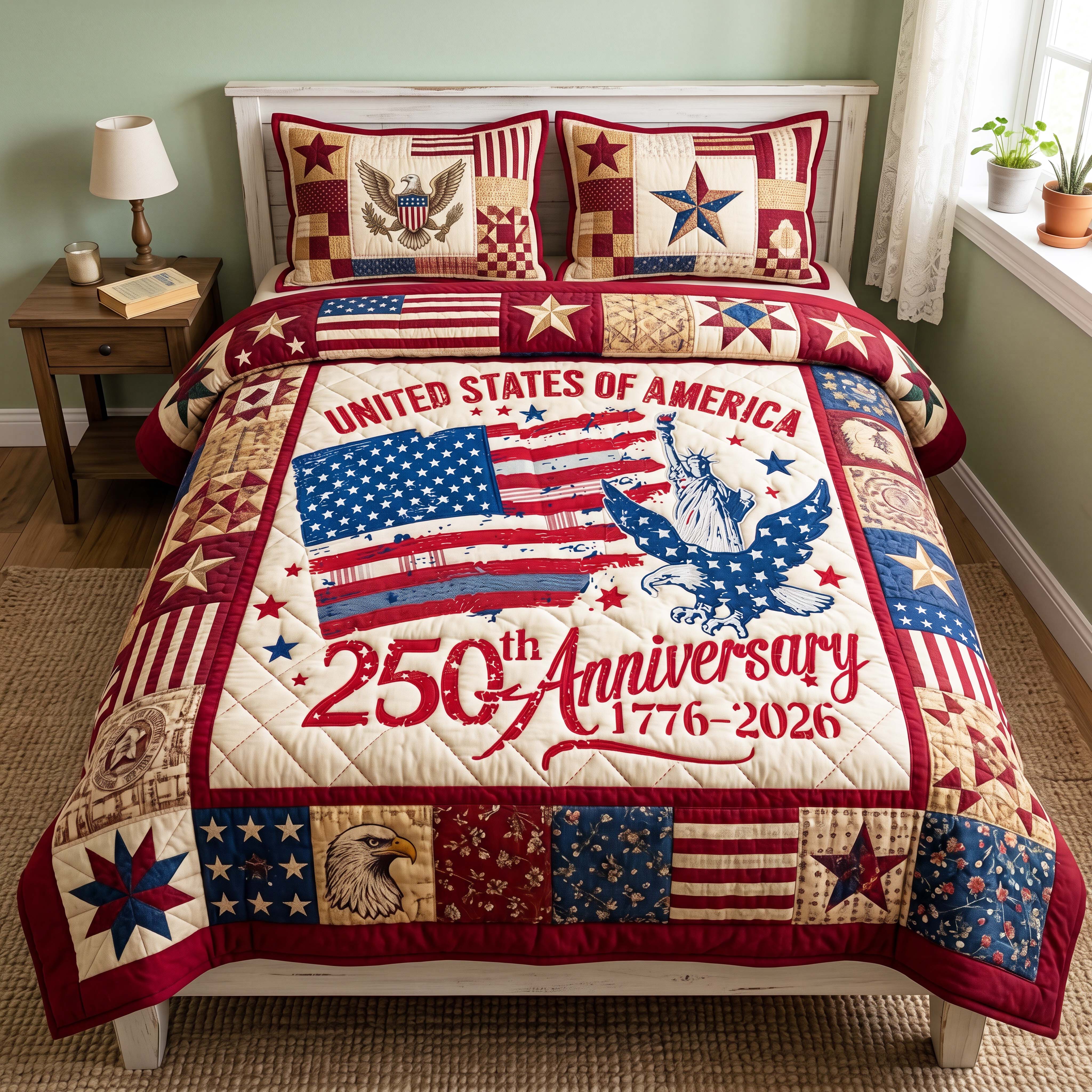 Anniversary Glory 3-Piece Quilted Bedding Set GFTOQM4923