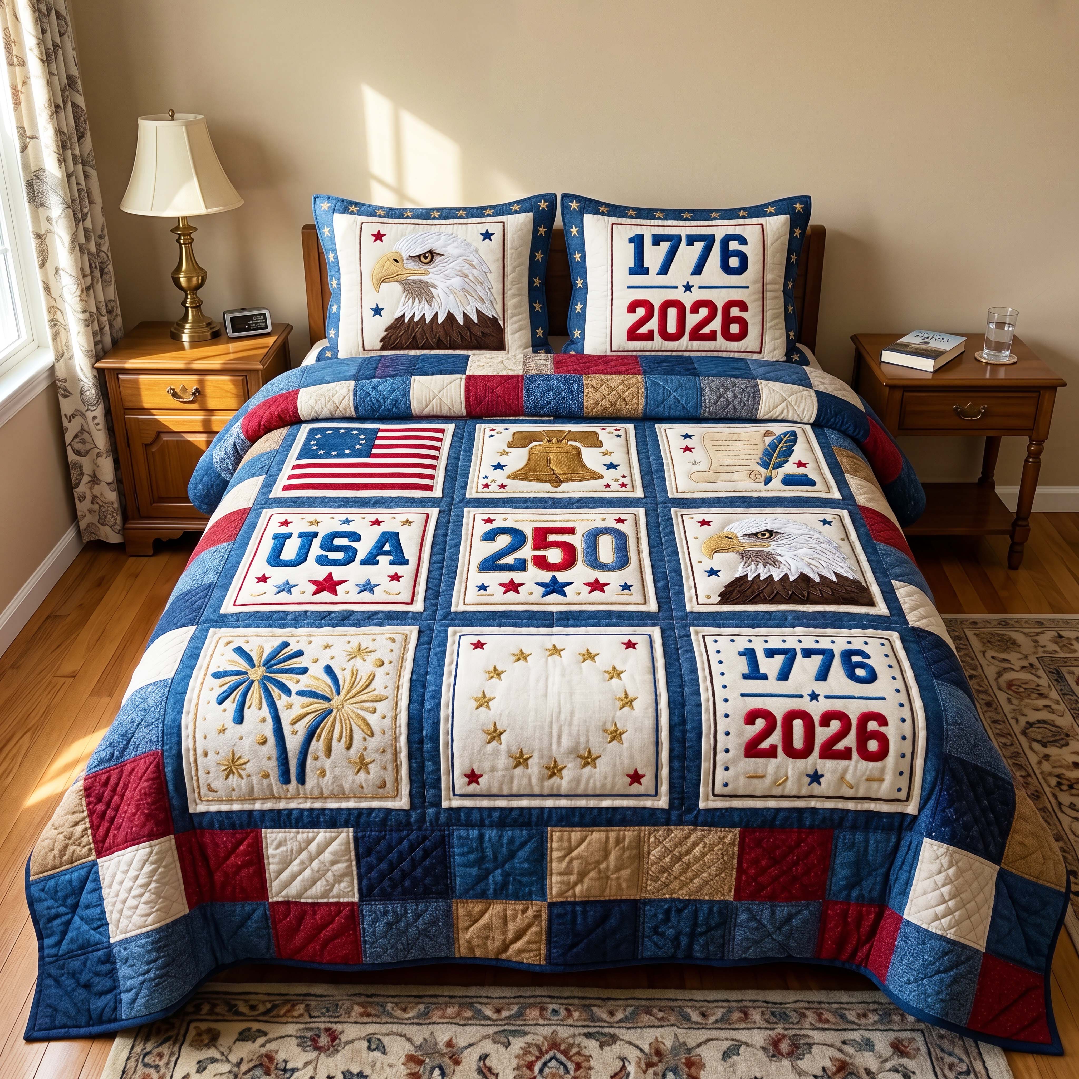 Founding Squares 3-Piece Quilted Bedding Set GFTOQM4925