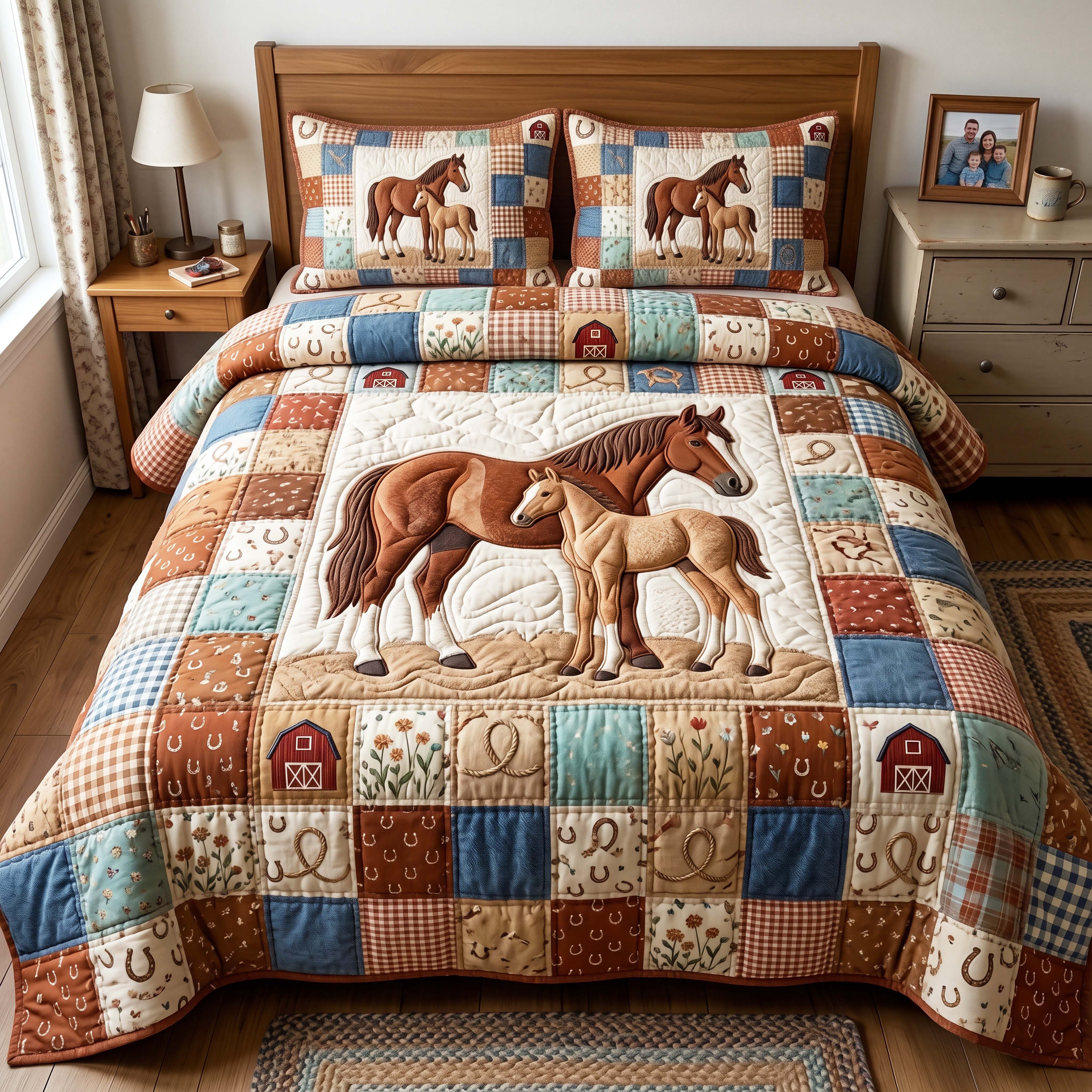 Foal Meadow 3-Piece Quilted Bedding Set GFTOQM4936